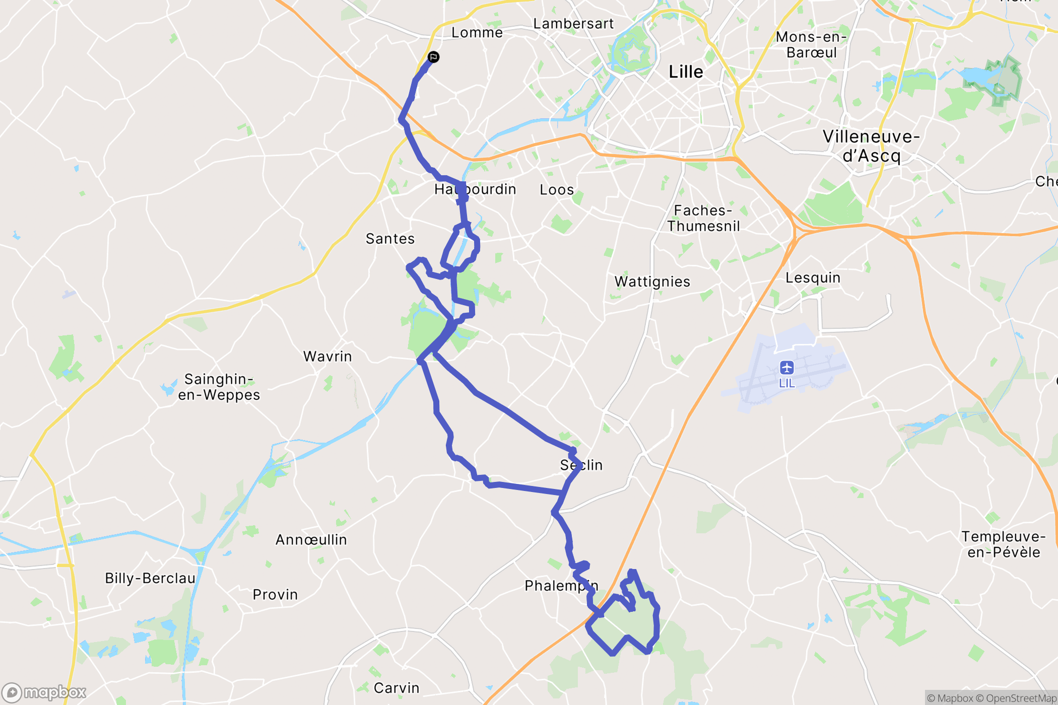 Lille : carte du parcours de randonnée - France