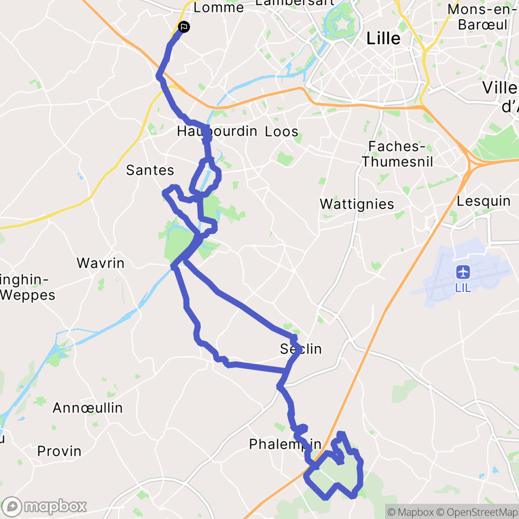 Lille : carte du parcours de randonnée - France