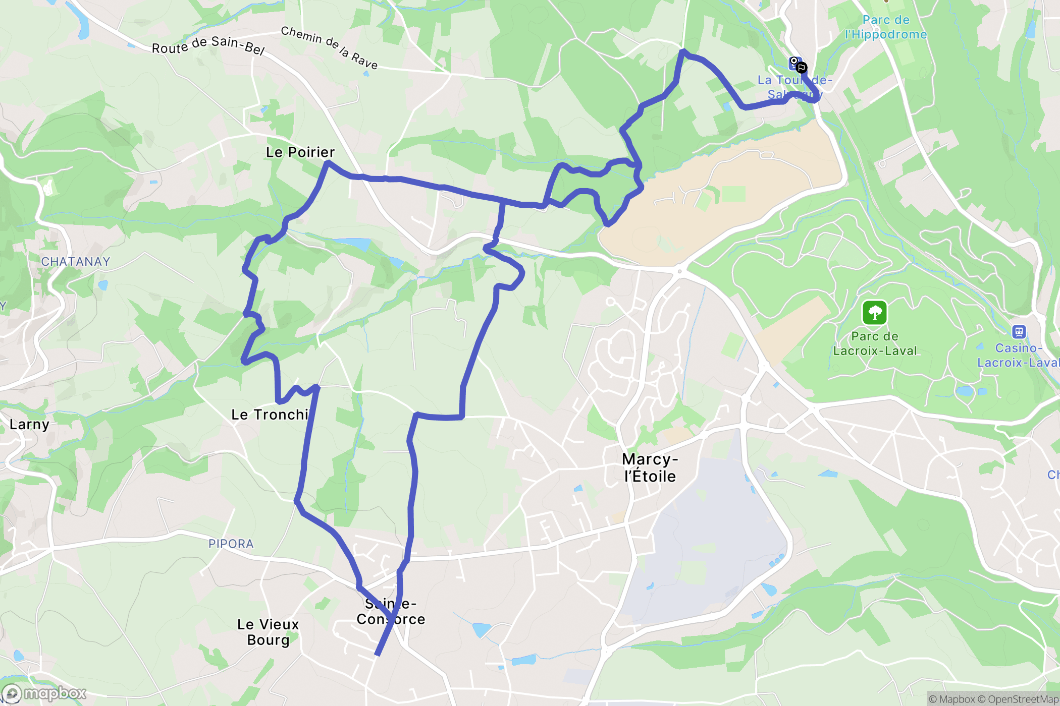 La Tour-de-Salvagny : carte du parcours de randonnée - France