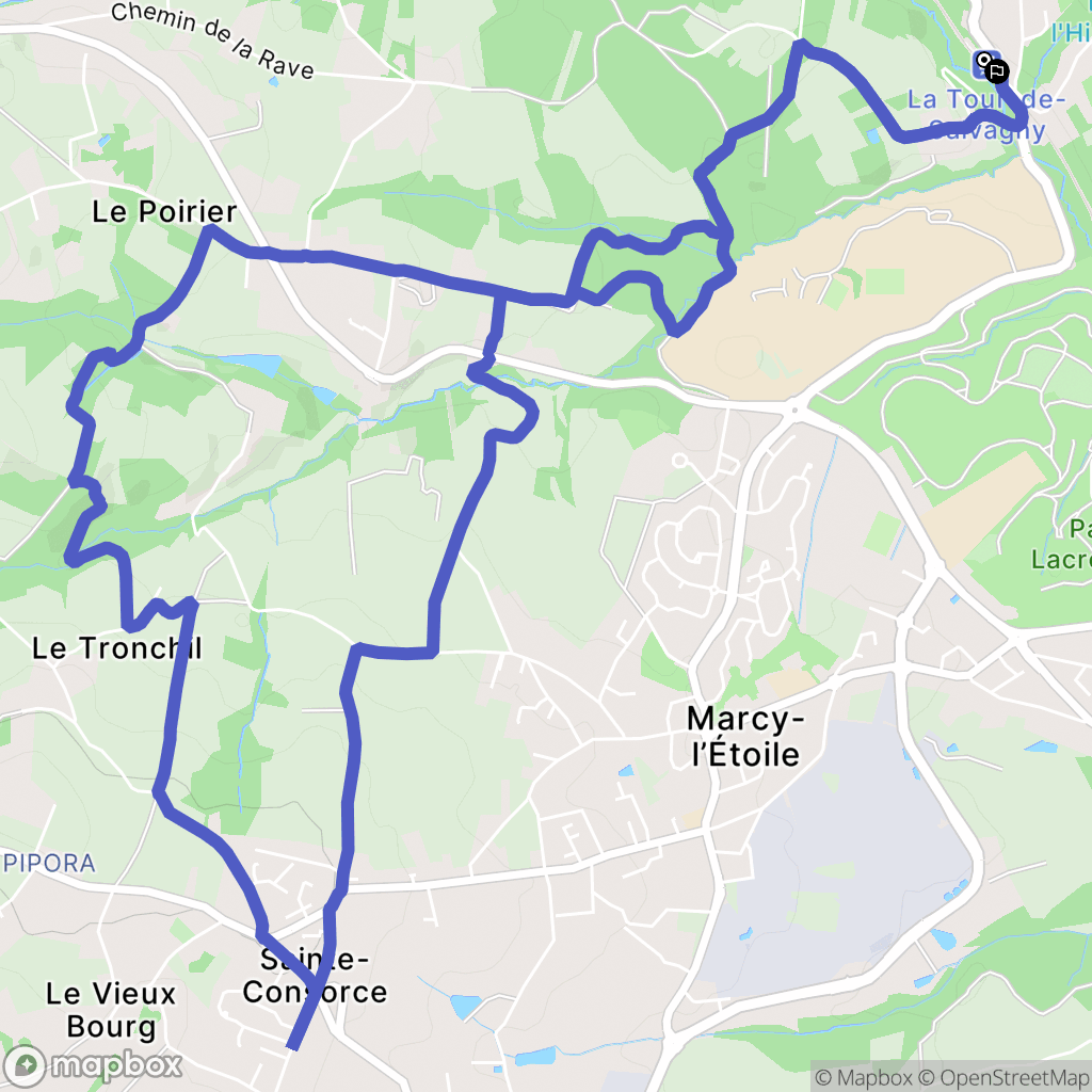La Tour-de-Salvagny : carte du parcours de randonnée - France