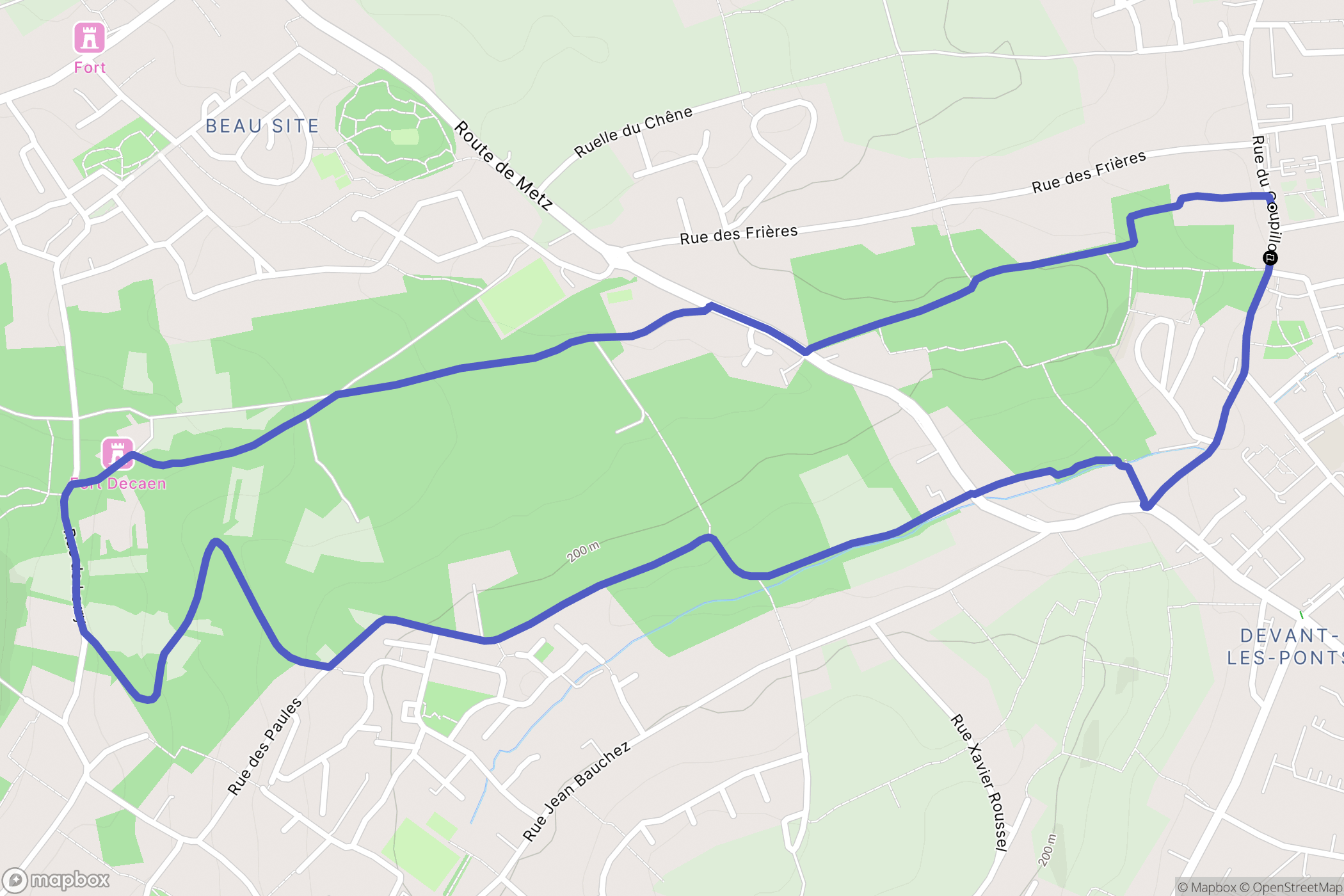 Woippy : carte du parcours de randonnée - France