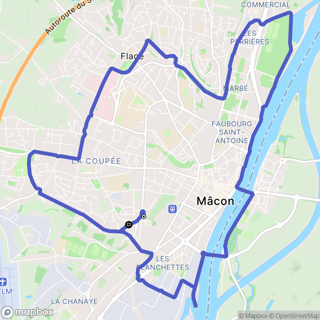 Mâcon : carte du parcours de randonnée - France