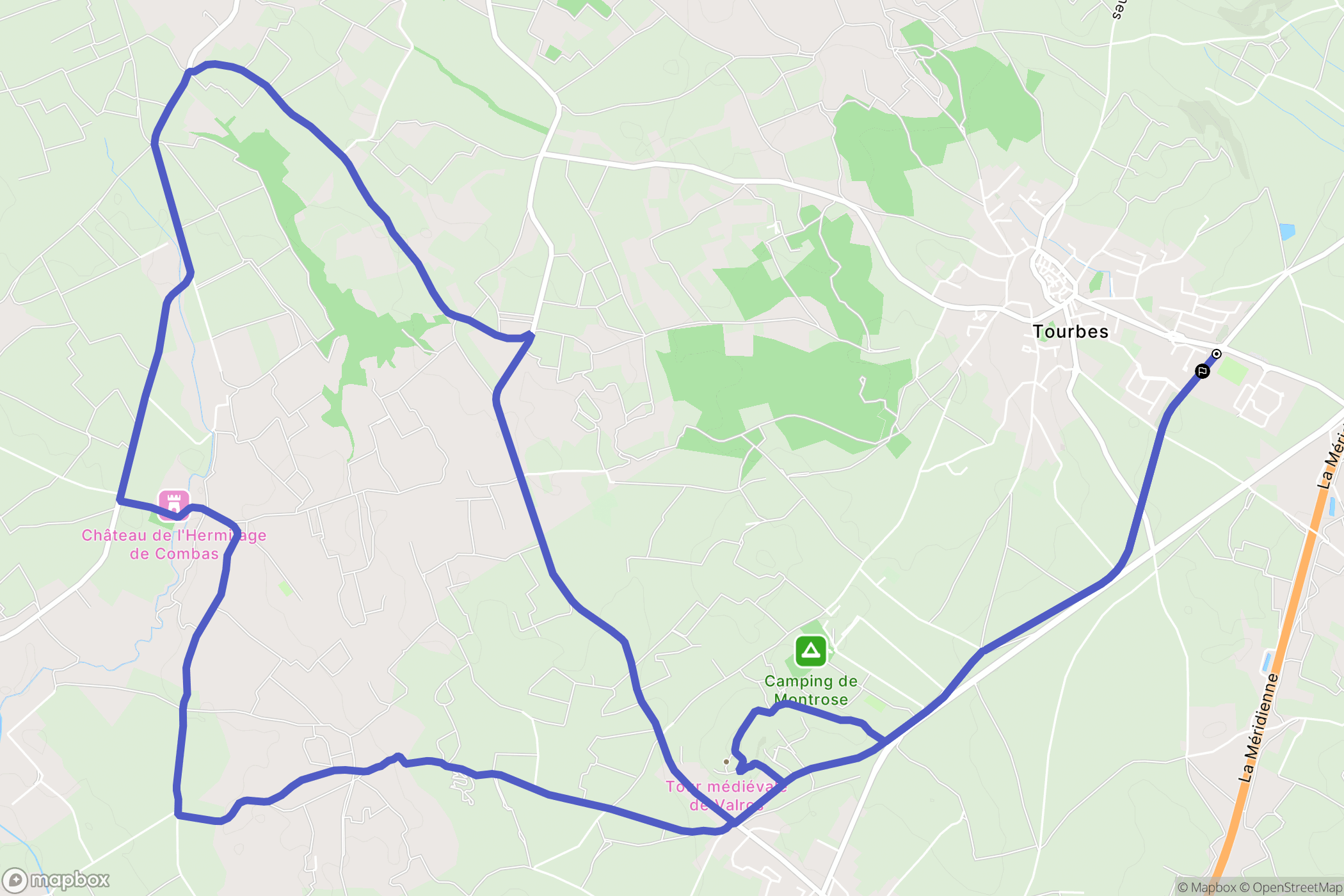 Tourbes : carte du parcours de randonnée - France