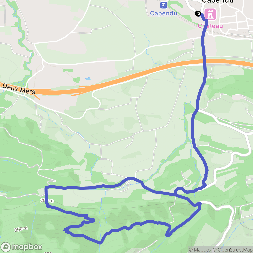 Capendu : carte du parcours de randonnée - France