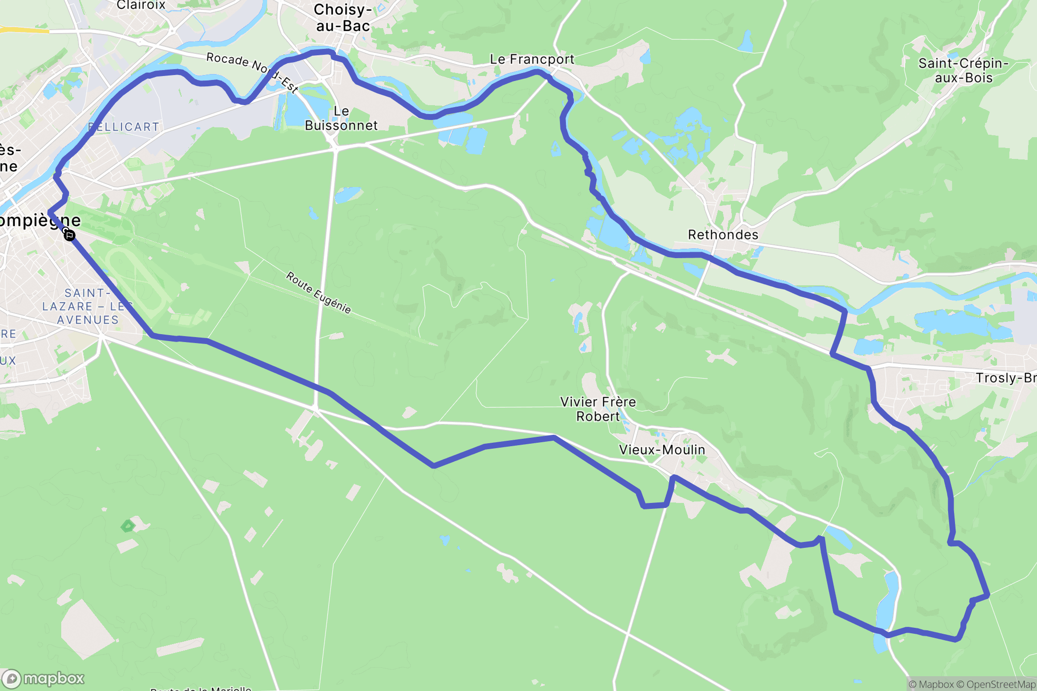 Compiègne : carte du parcours de randonnée - France