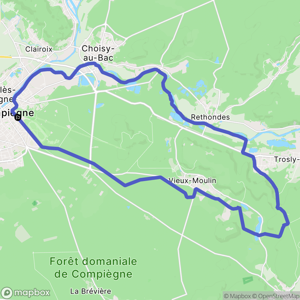 Compiègne : carte du parcours de randonnée - France