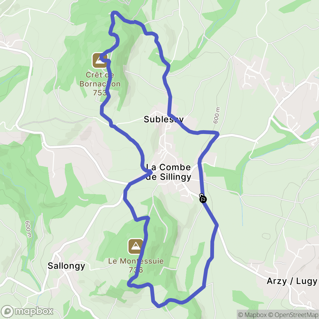Sillingy : carte du parcours de randonnée - France