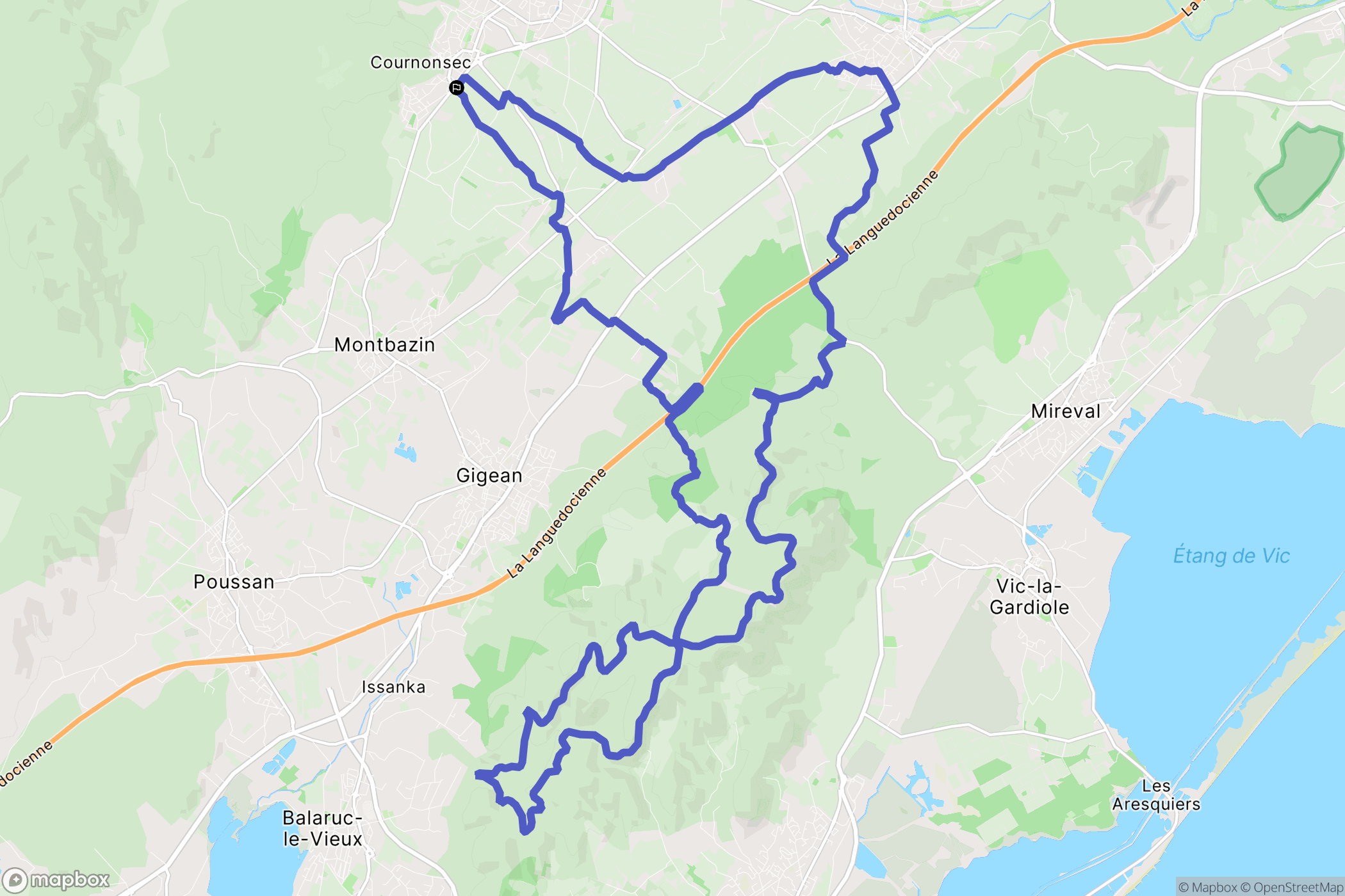 Cournonsec : carte du parcours de randonnée - France