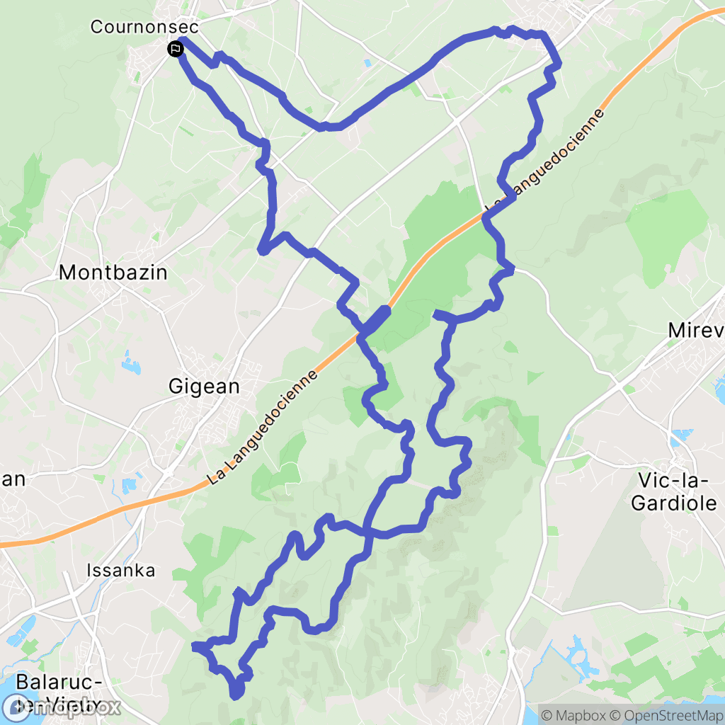 Cournonsec : carte du parcours de randonnée - France