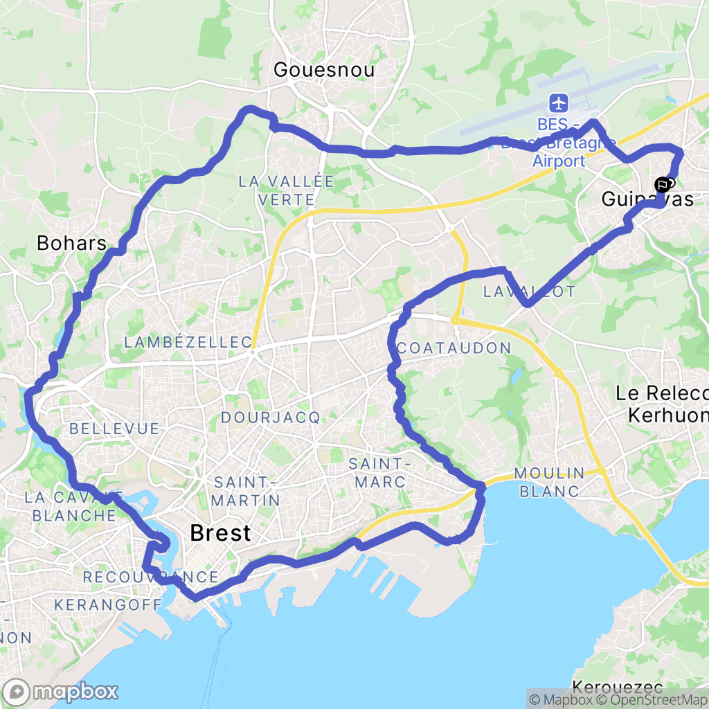 Guipavas : carte du parcours de randonnée - France