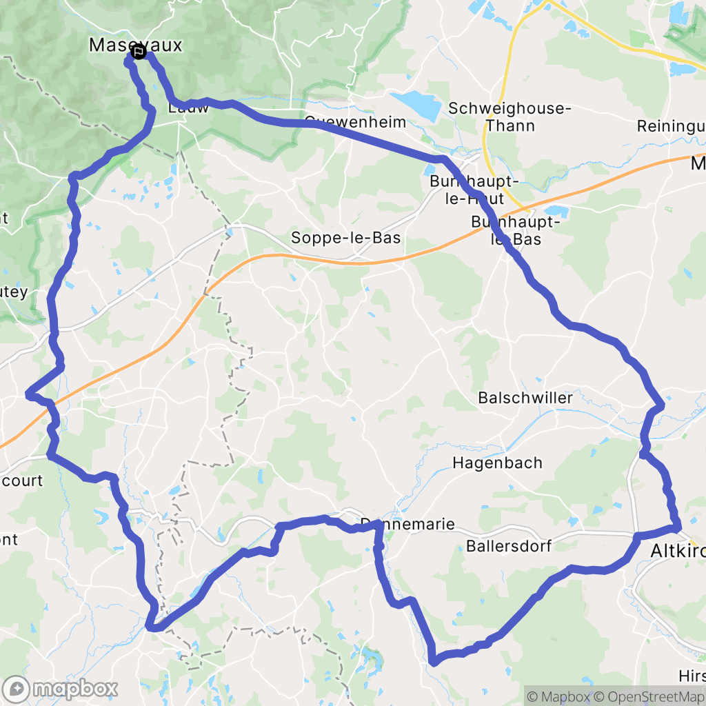 Masevaux-Niederbruck : carte du parcours de randonnée - France