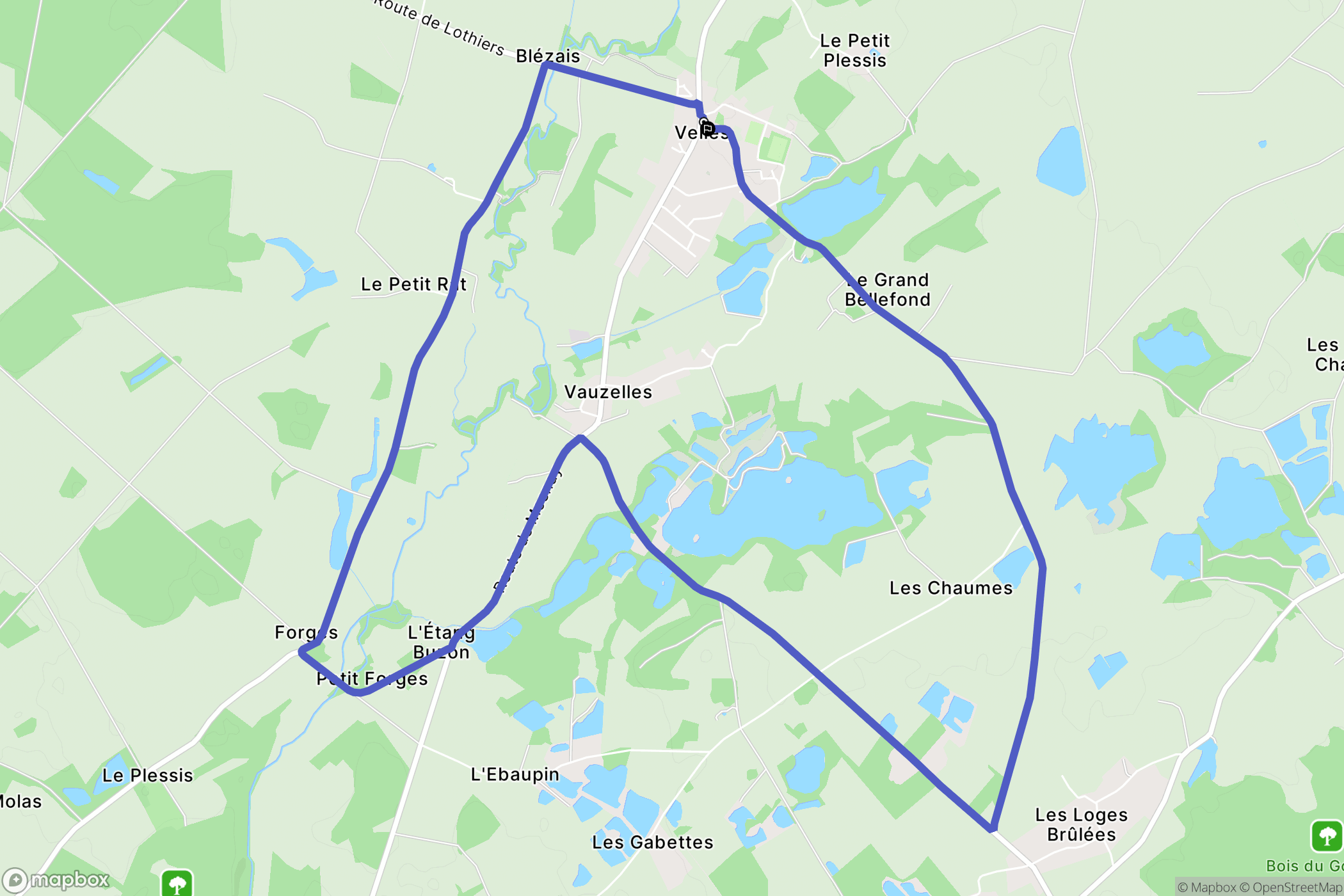 Velles : carte du parcours de randonnée - France