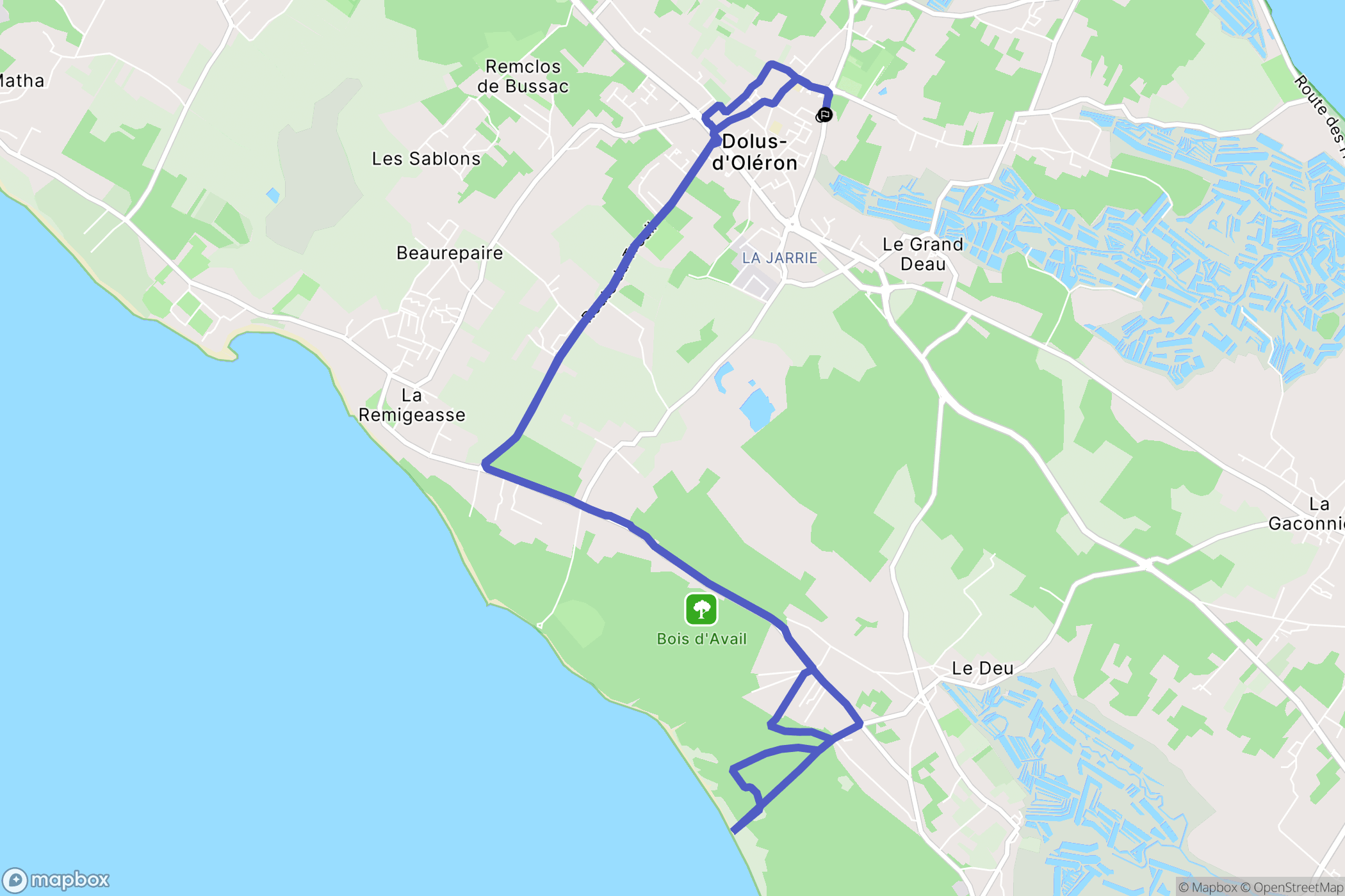 Dolus-d'Oléron : carte du parcours de randonnée - France