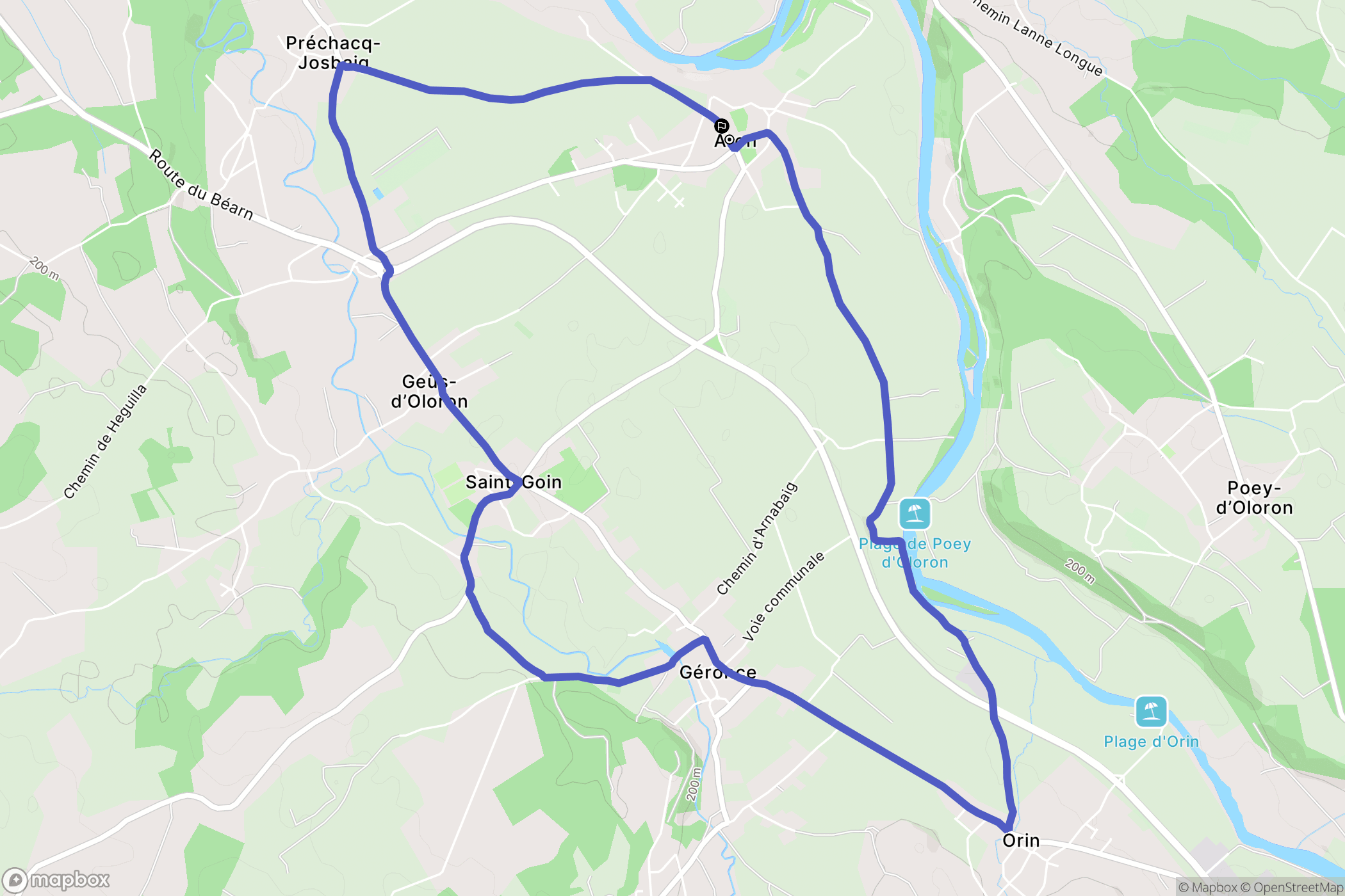 Aren : carte du parcours de randonnée - France