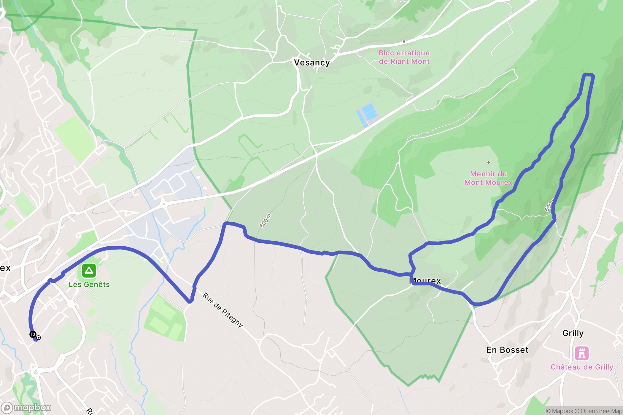 Gex : carte du parcours de randonnée - France