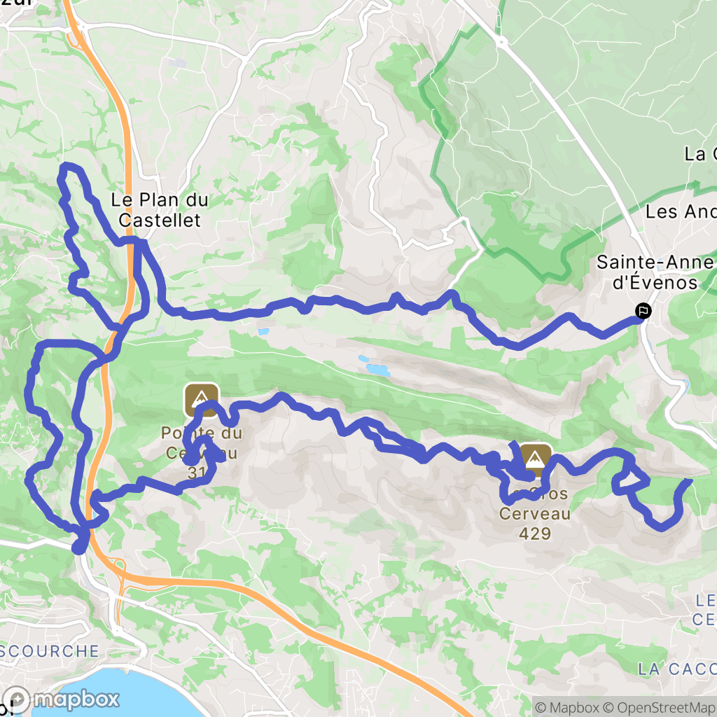 Évenos : carte du parcours de randonnée - France