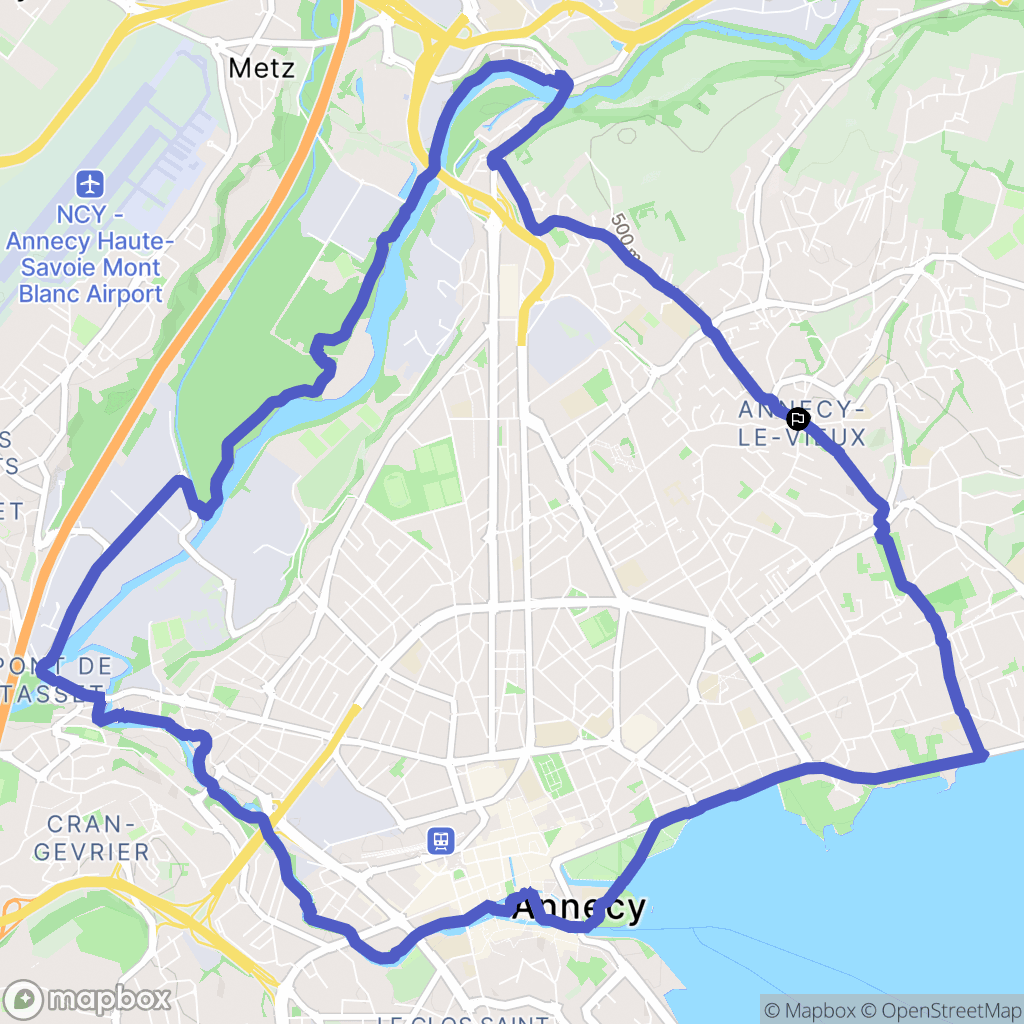 Annecy : carte du parcours de randonnée - France