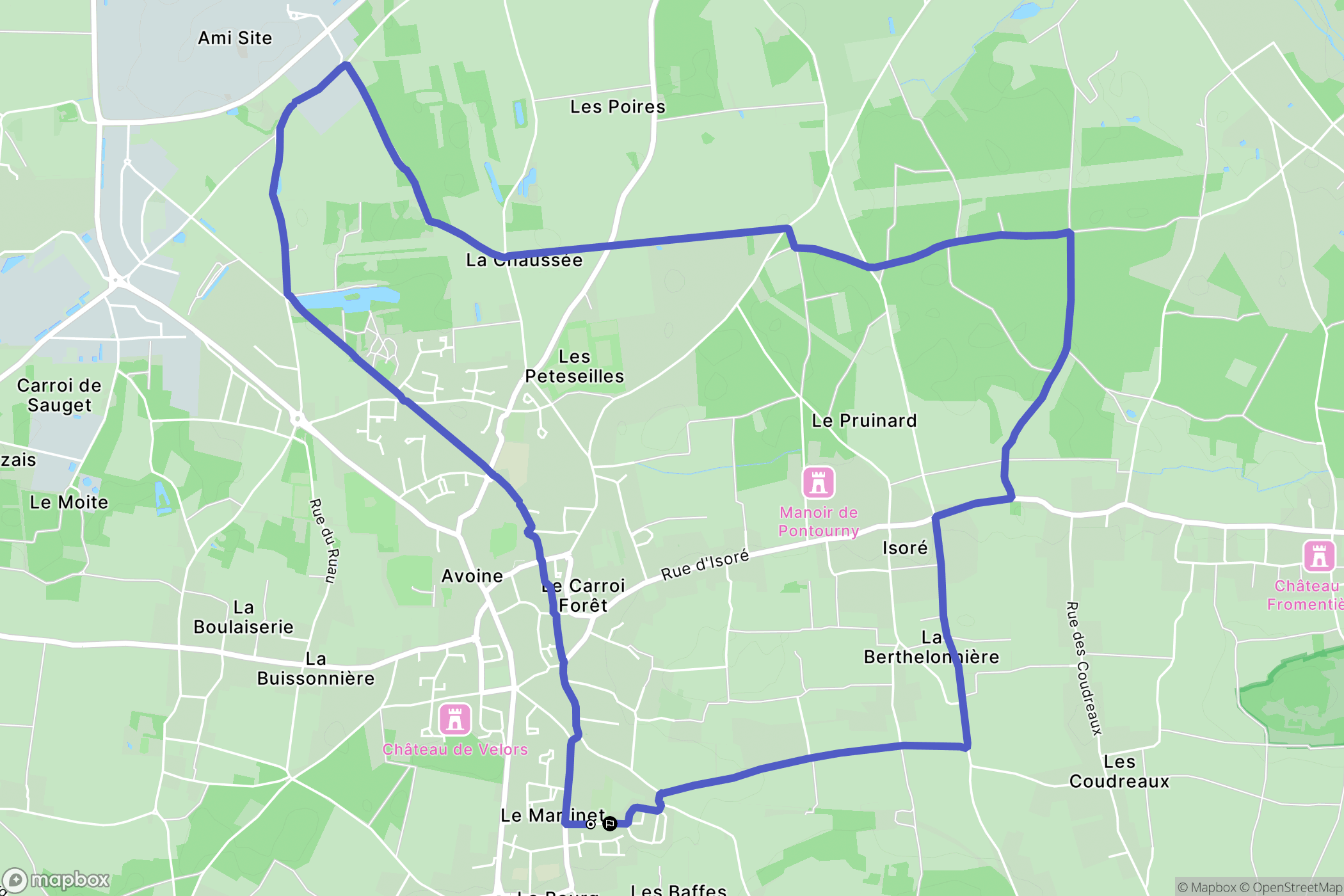Beaumont-en-Véron : carte du parcours de randonnée - France