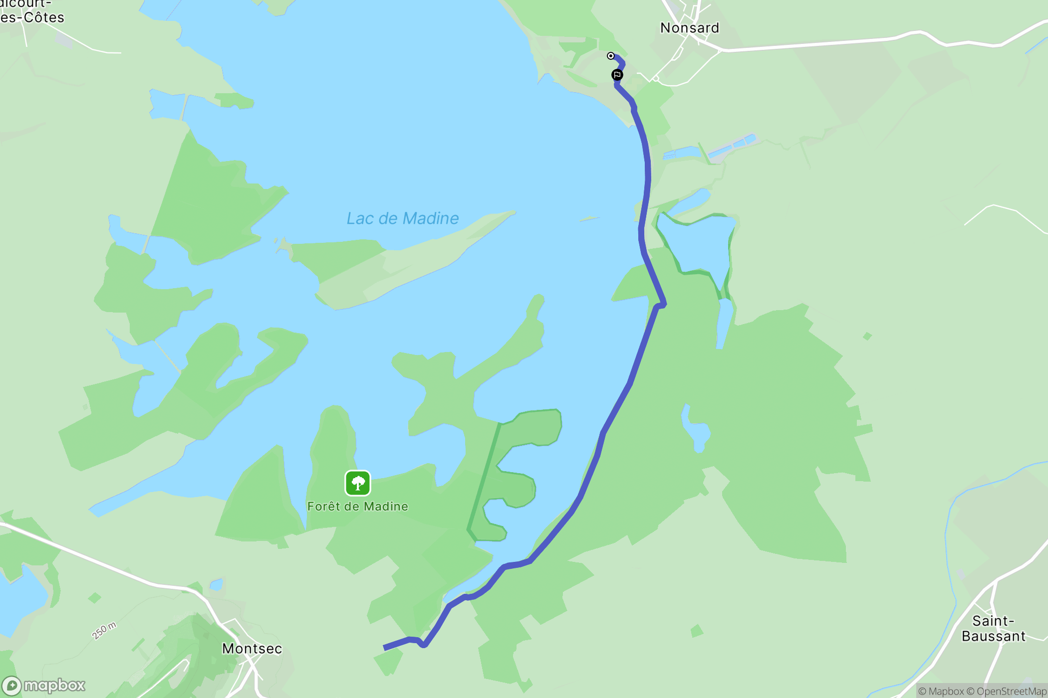 Nonsard-Lamarche : carte du parcours de randonnée - France
