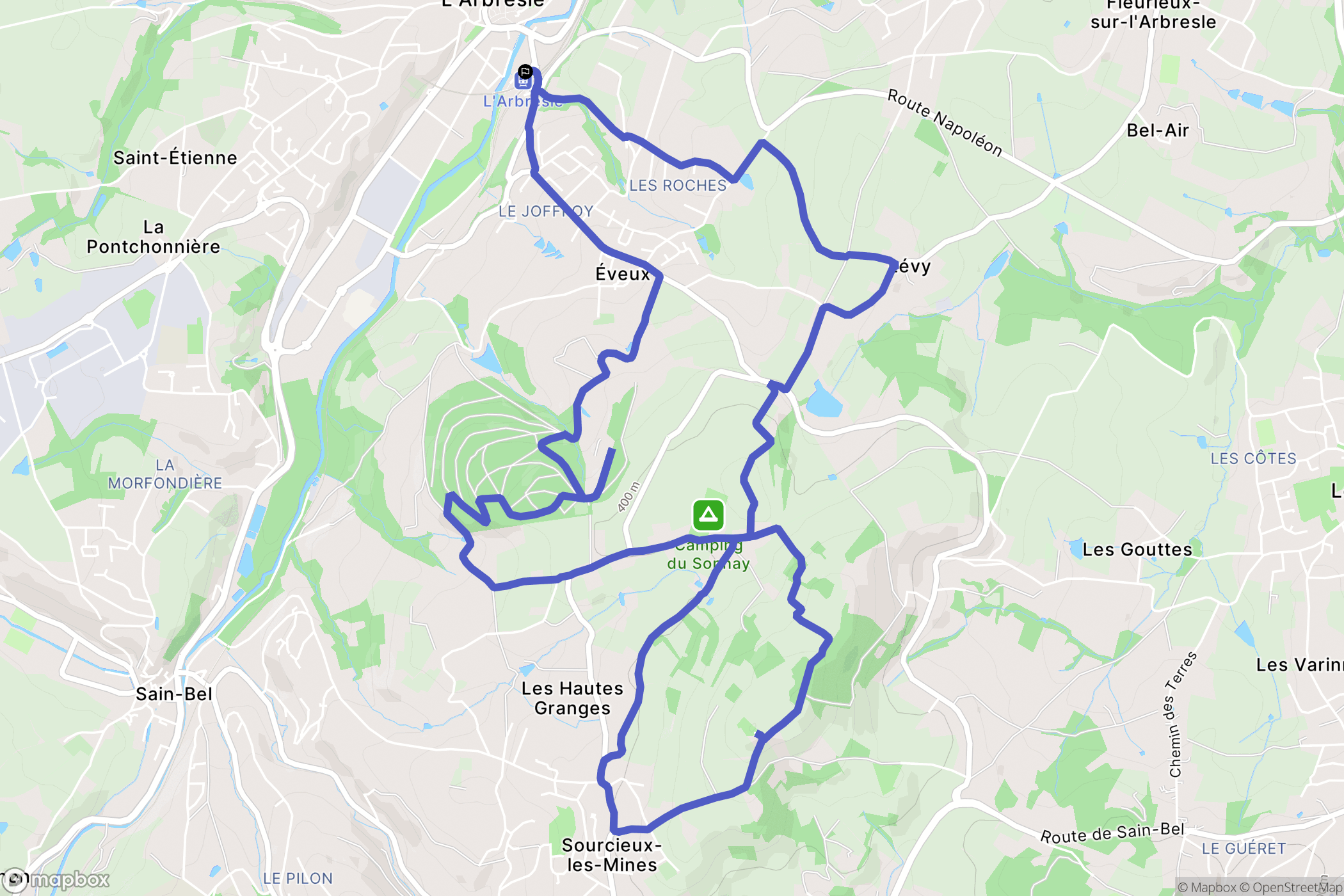 L'Arbresle : carte du parcours de randonnée - France