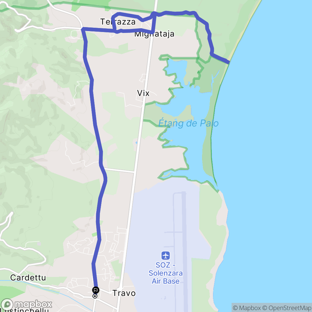 Ventiseri : carte du parcours de randonnée - France