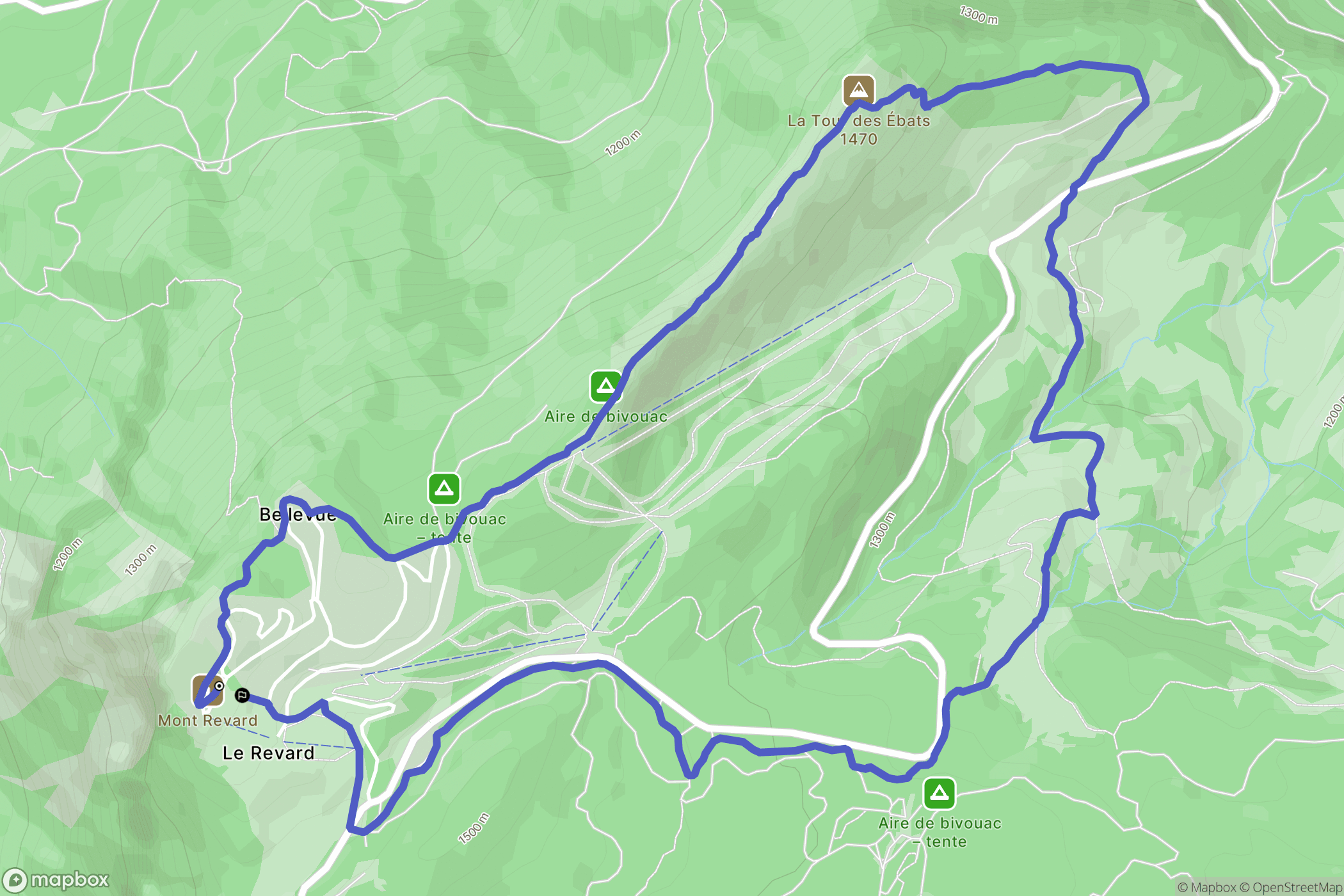 Les Deserts : carte du parcours de randonnée - France