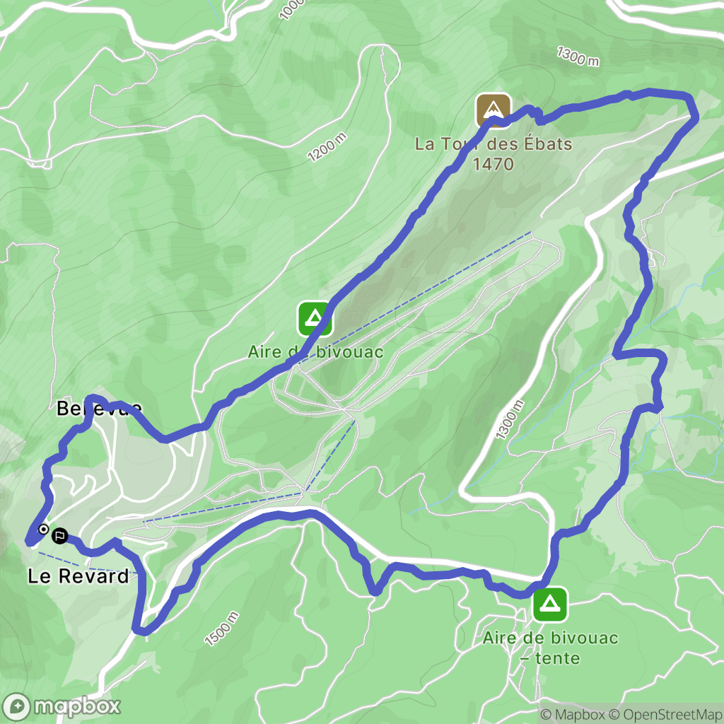 Les Deserts : carte du parcours de randonnée - France