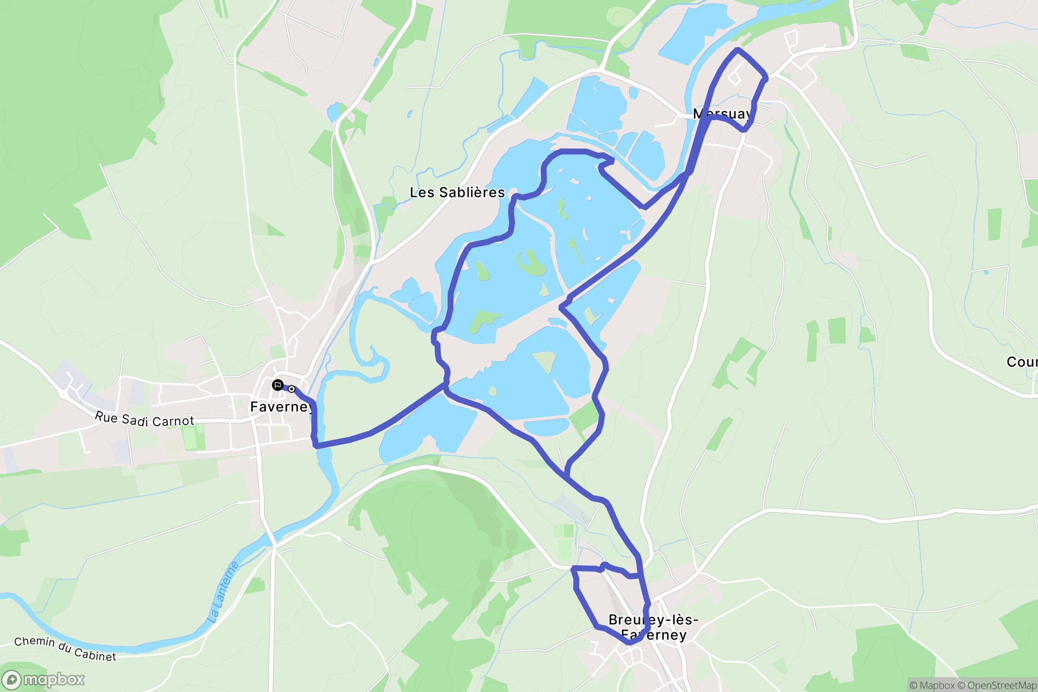 Faverney : carte du parcours de randonnée - France