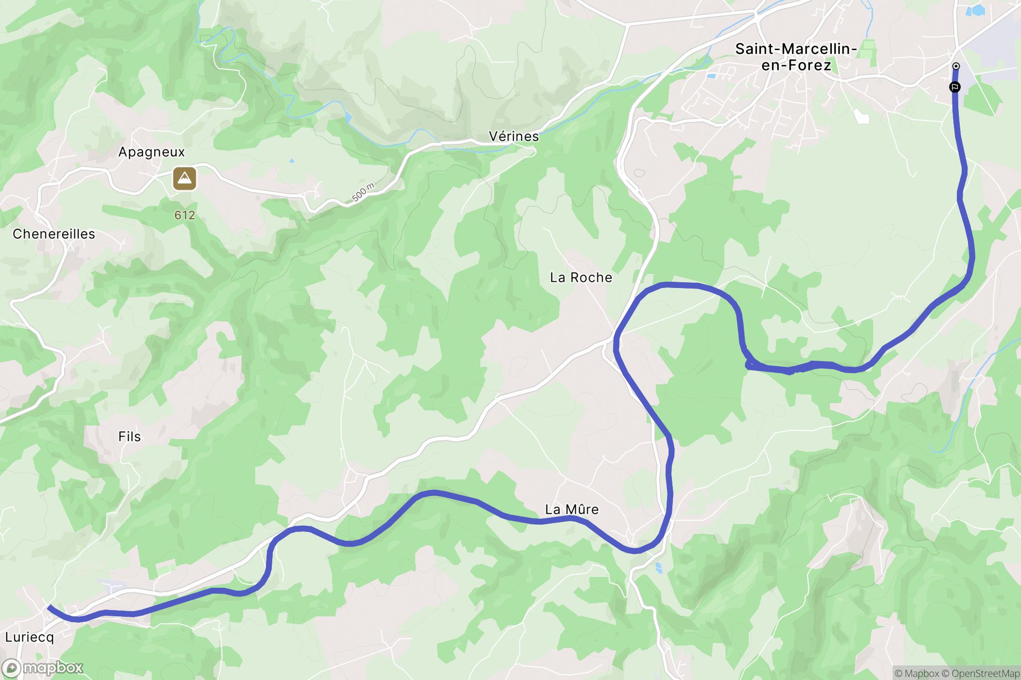 Saint-Marcellin-en-Forez : carte du parcours de randonnée - France