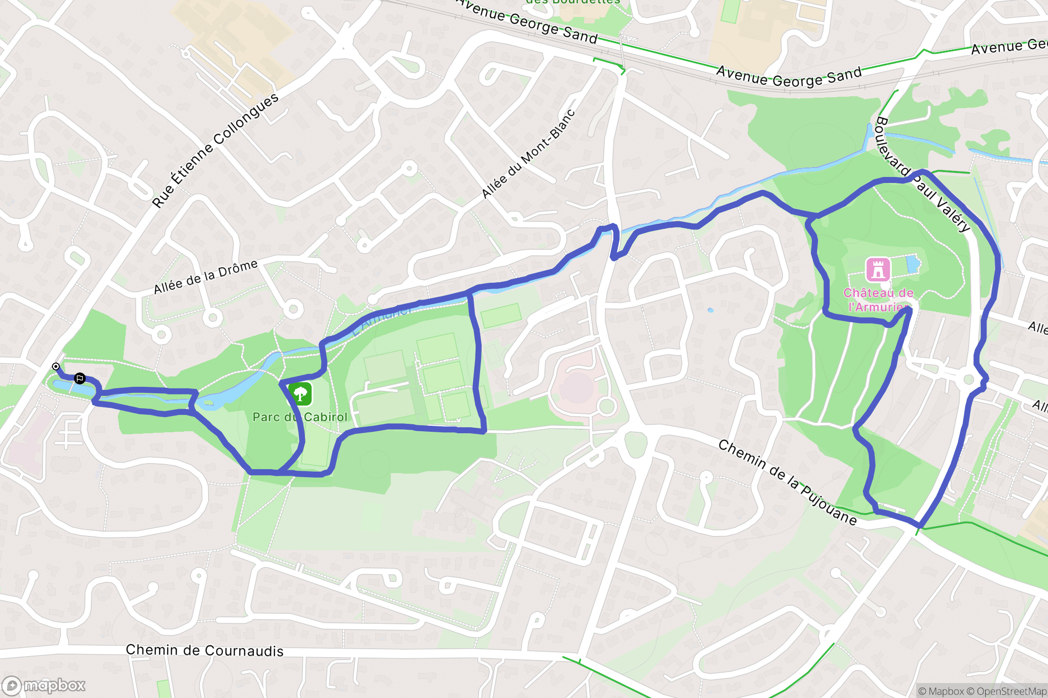 Colomiers : carte du parcours de randonnée - France