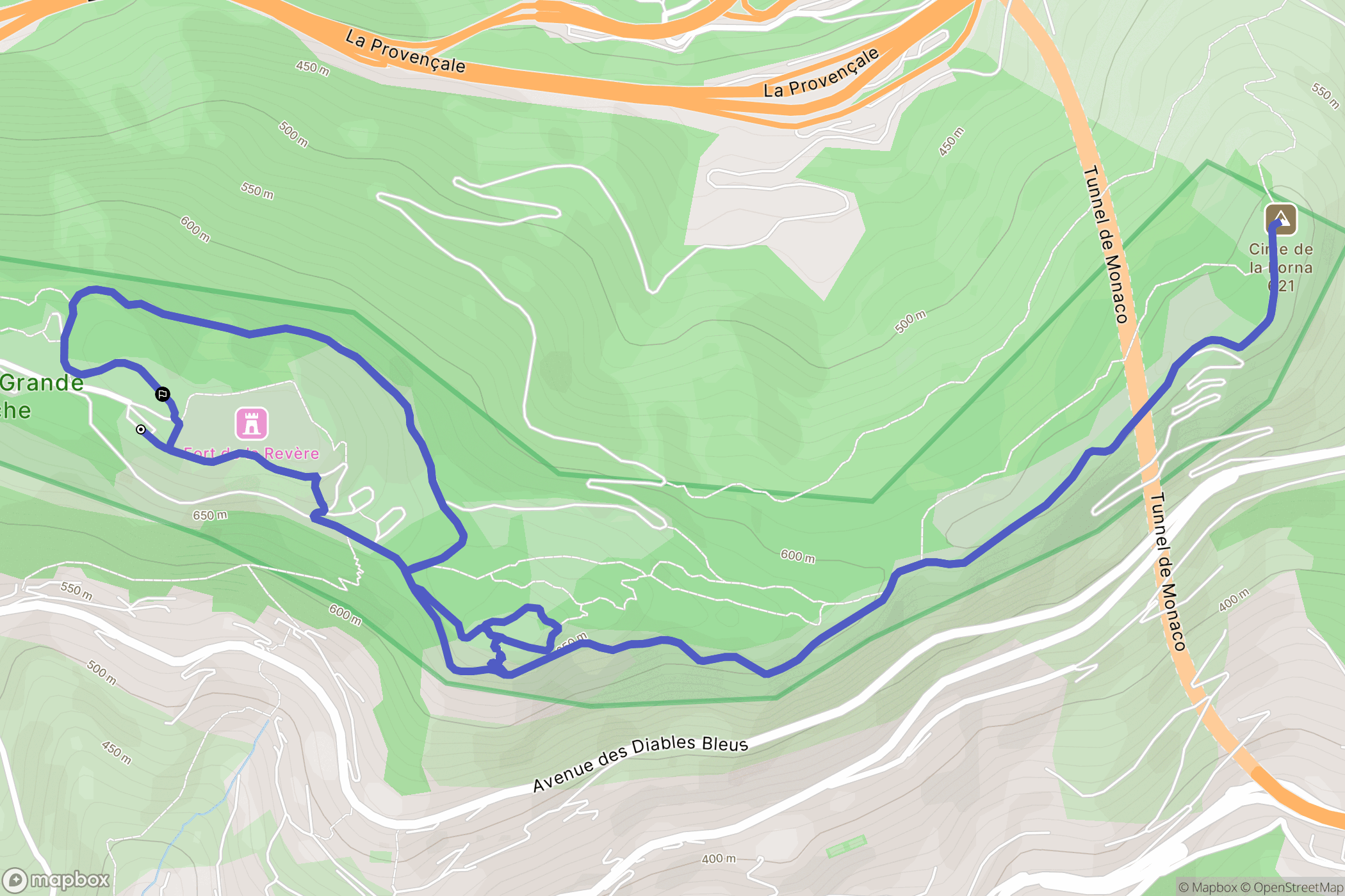 Èze : carte du parcours de randonnée - France