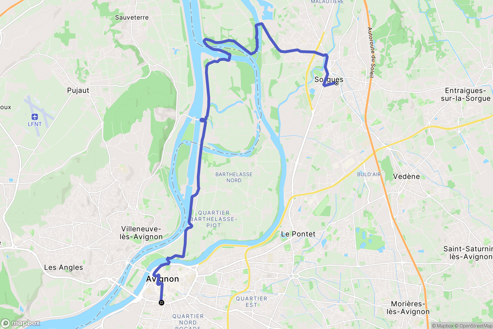 Sorgues : carte du parcours de randonnée - France