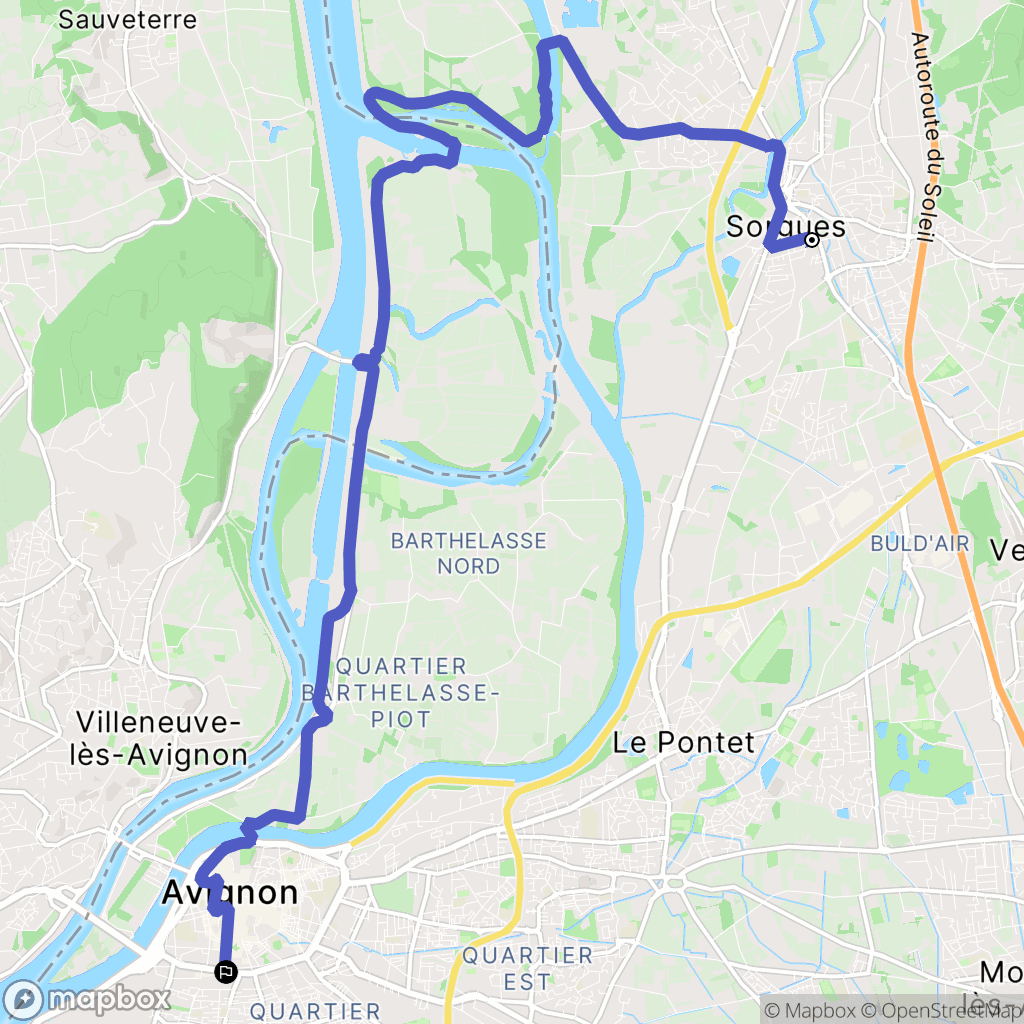 Sorgues : carte du parcours de randonnée - France