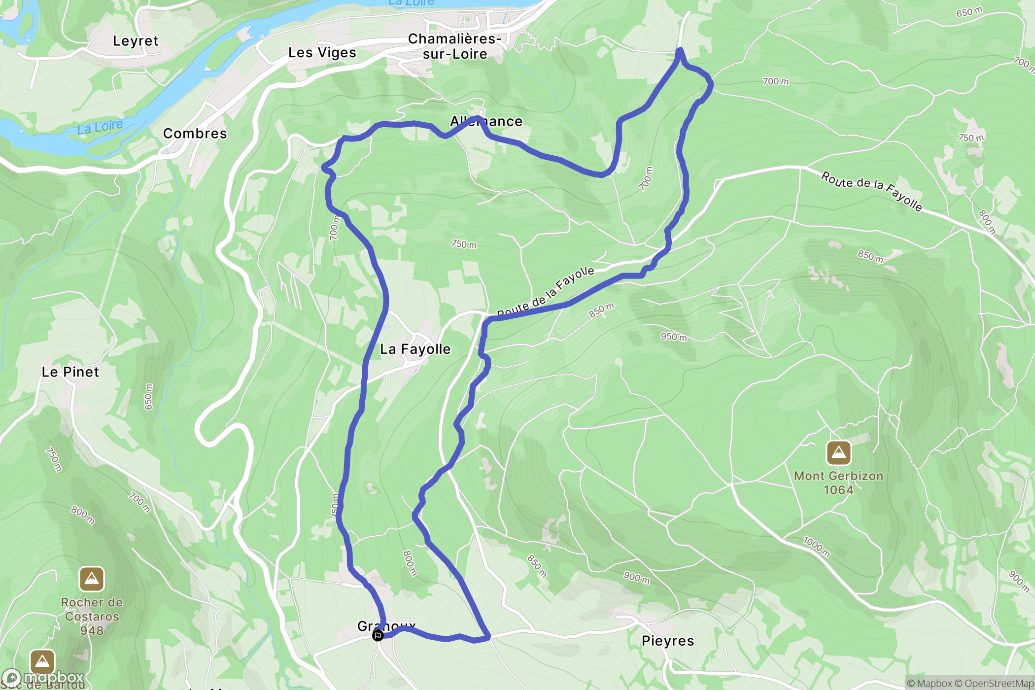 Chamalières-sur-Loire : carte du parcours de randonnée - France