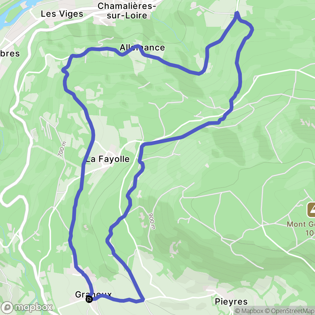 Chamalières-sur-Loire : carte du parcours de randonnée - France