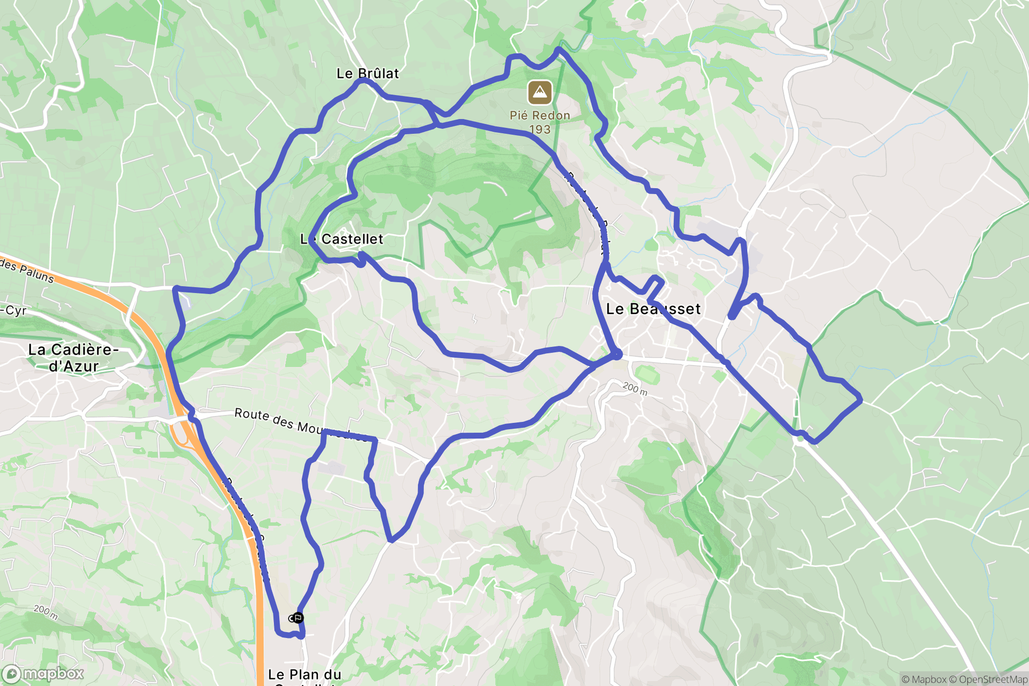 Le Castellet : carte du parcours de randonnée - France