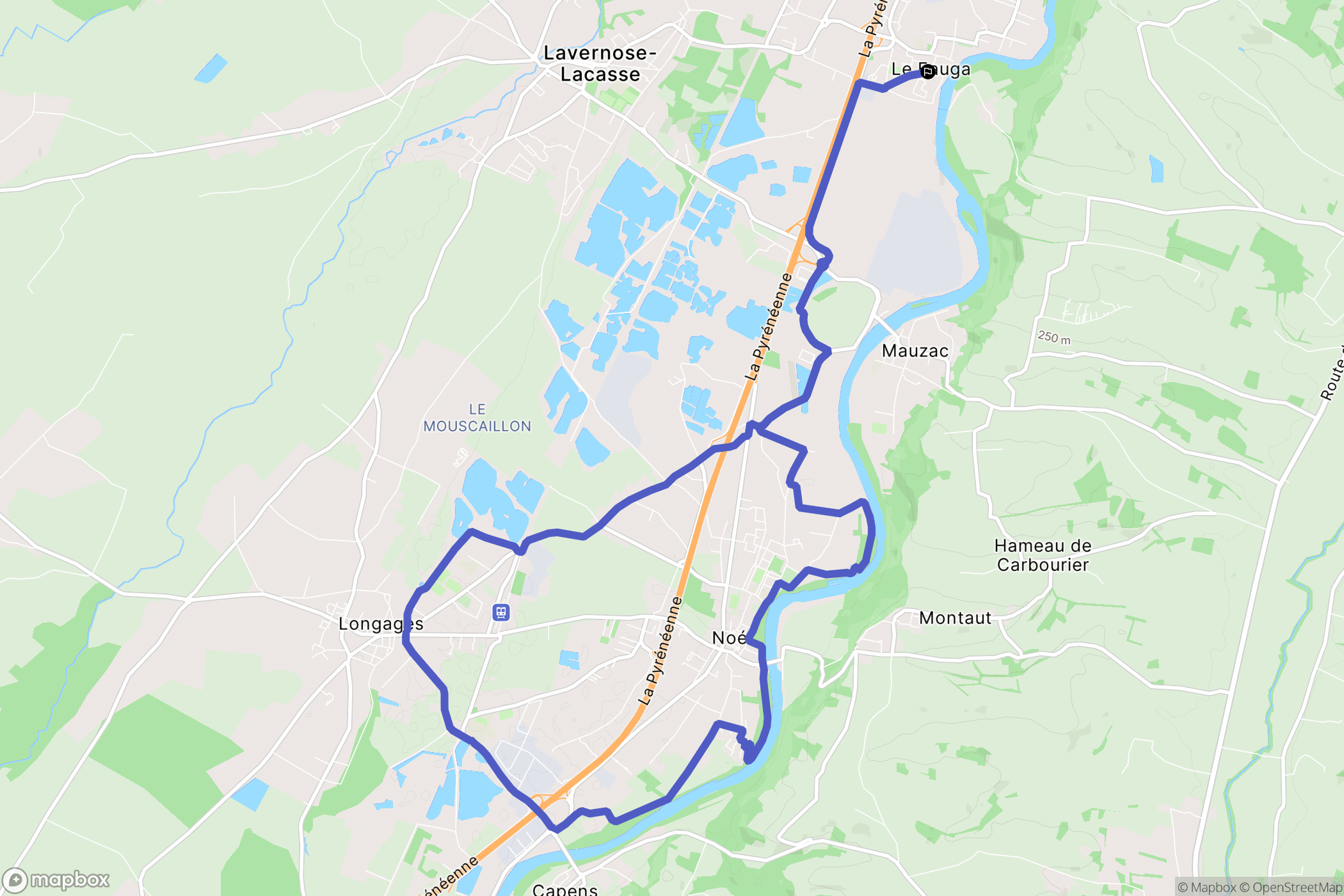 Le Fauga : carte du parcours de randonnée - France