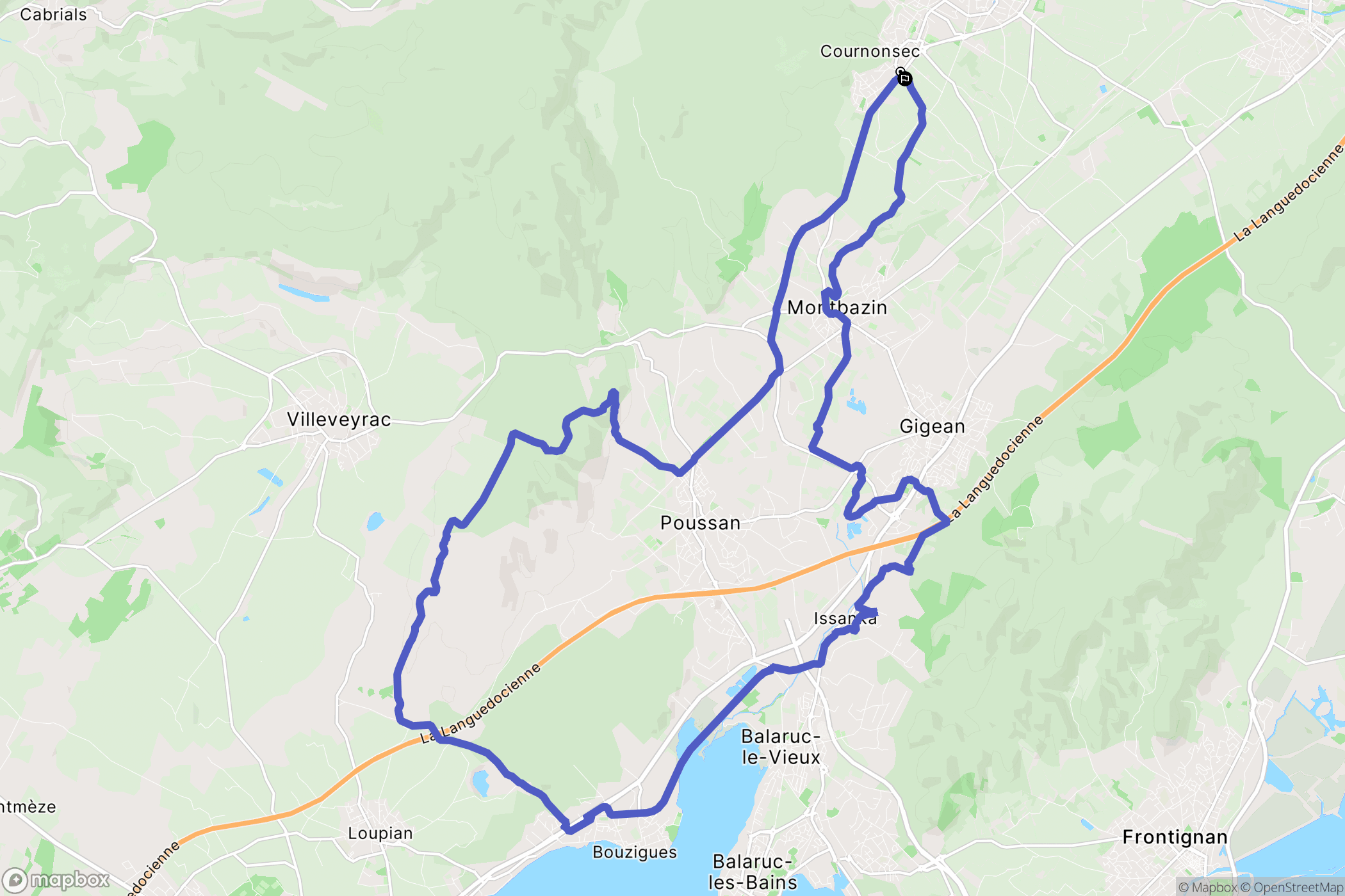 Cournonsec : carte du parcours de randonnée - France