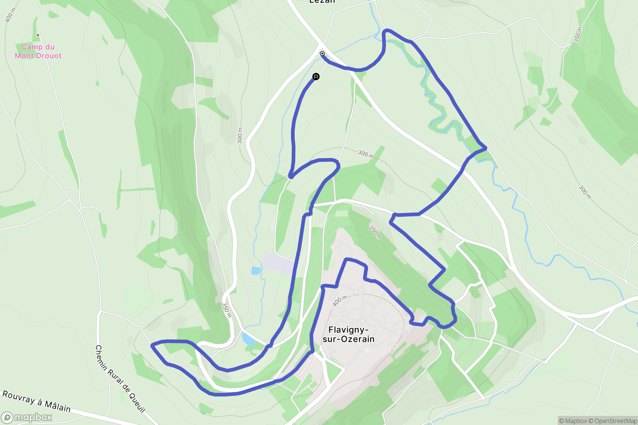 Flavigny-sur-Ozerain : carte du parcours de randonnée - France