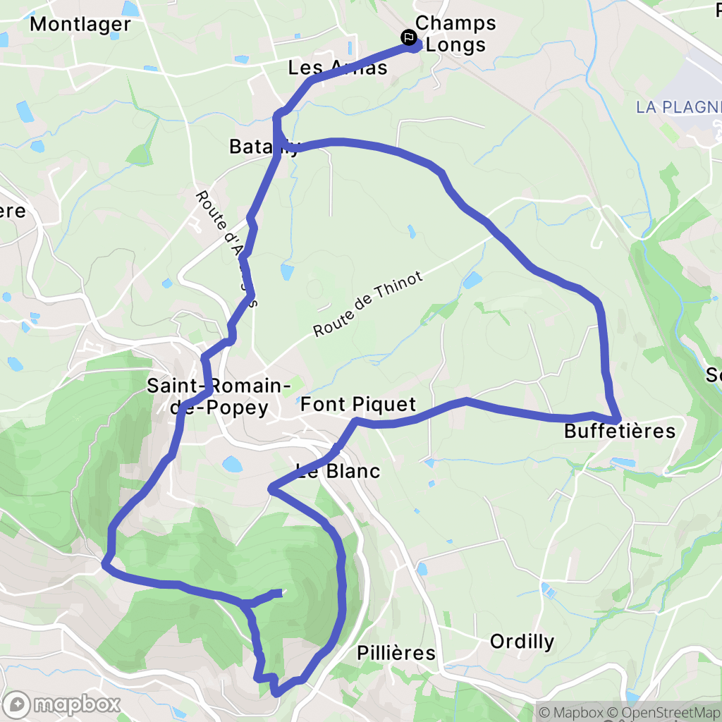 Saint-Romain-de-Popey : carte du parcours de randonnée - France