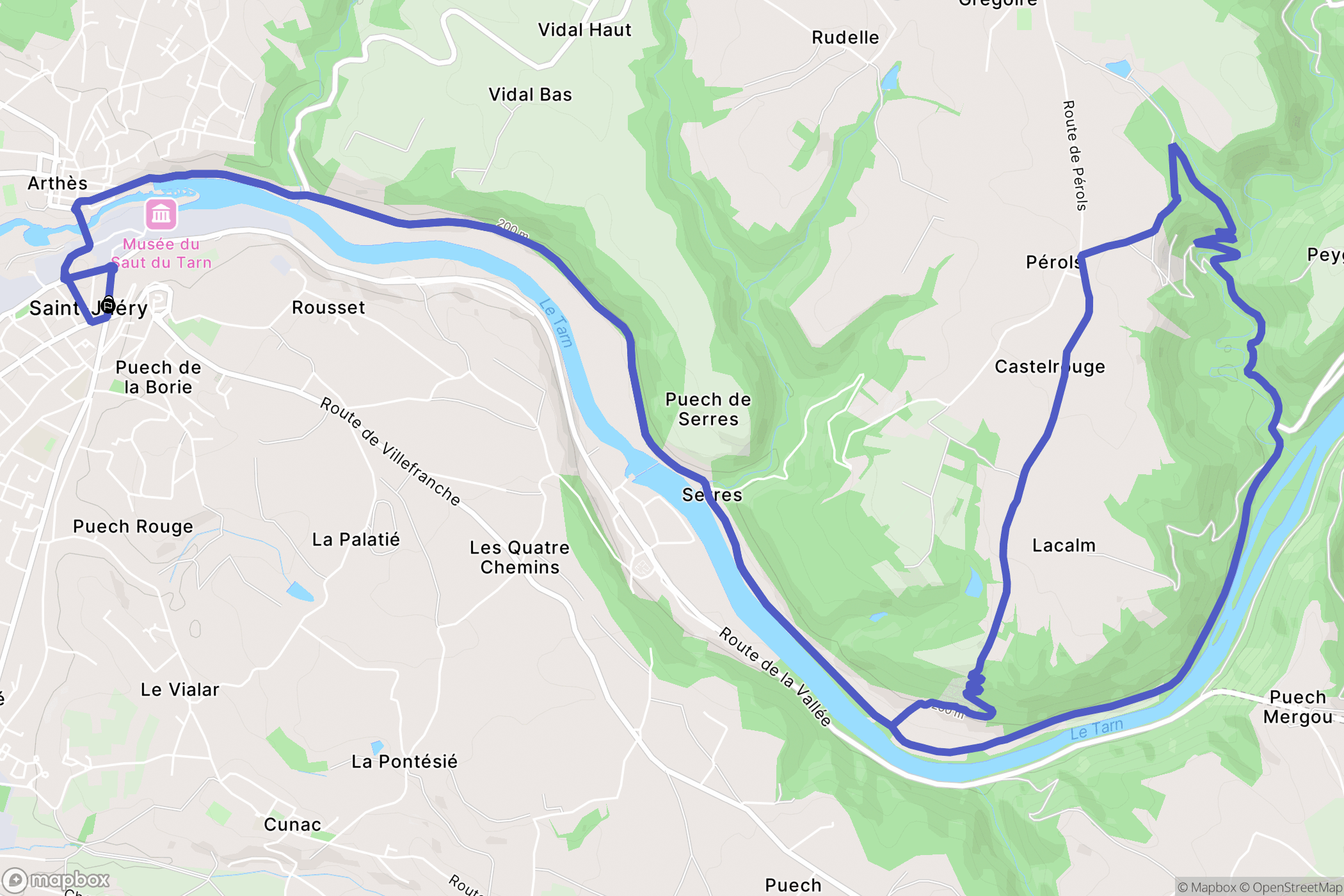 Saint-Juéry : carte du parcours de randonnée - France