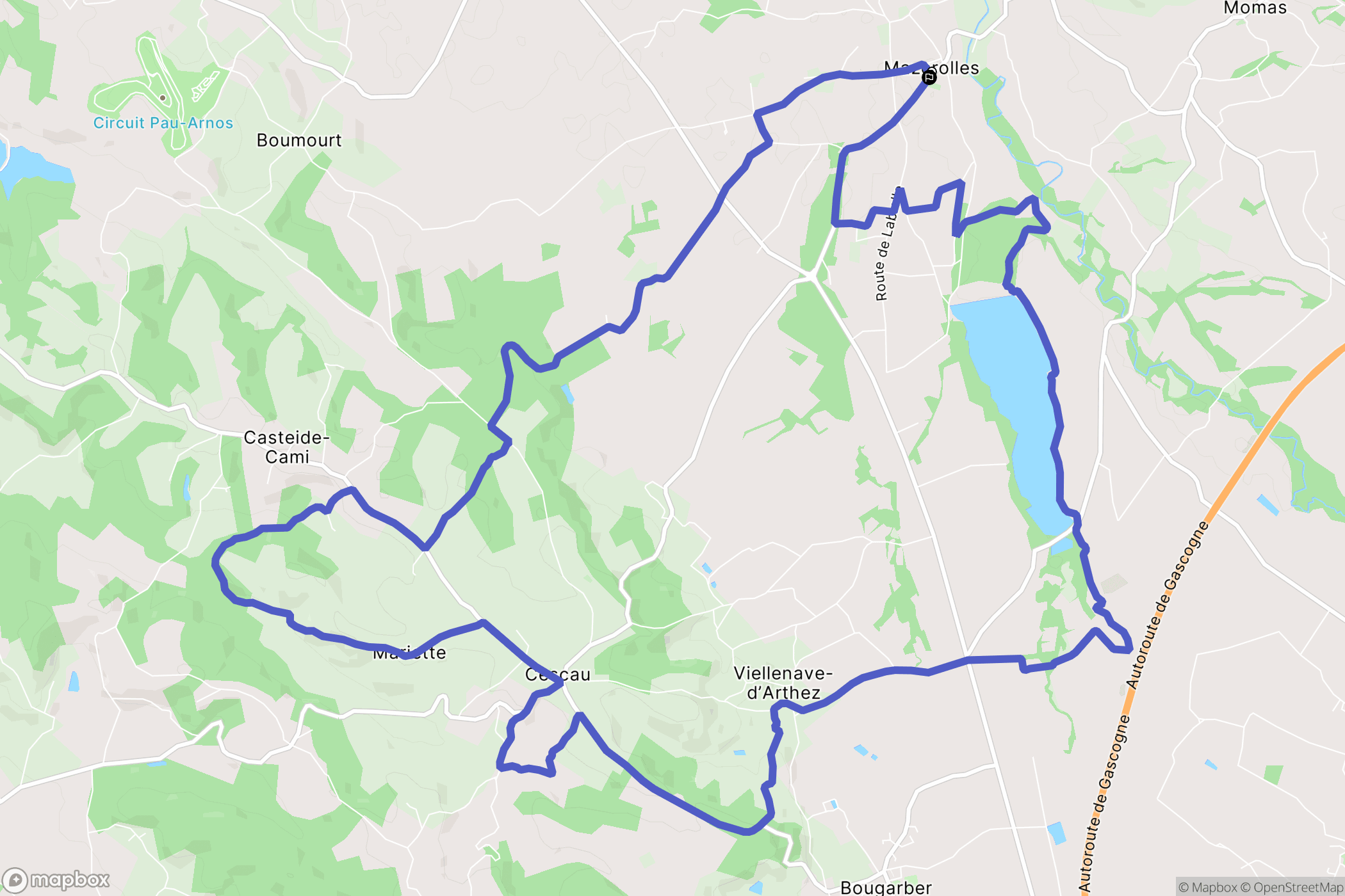 Mazerolles : carte du parcours de randonnée - France