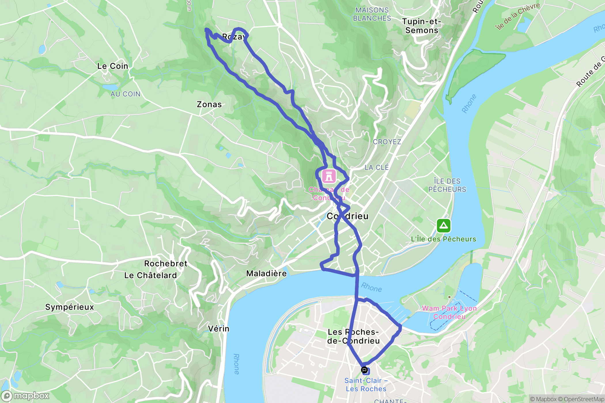 Saint-Clair-du-Rhône : carte du parcours de randonnée - France