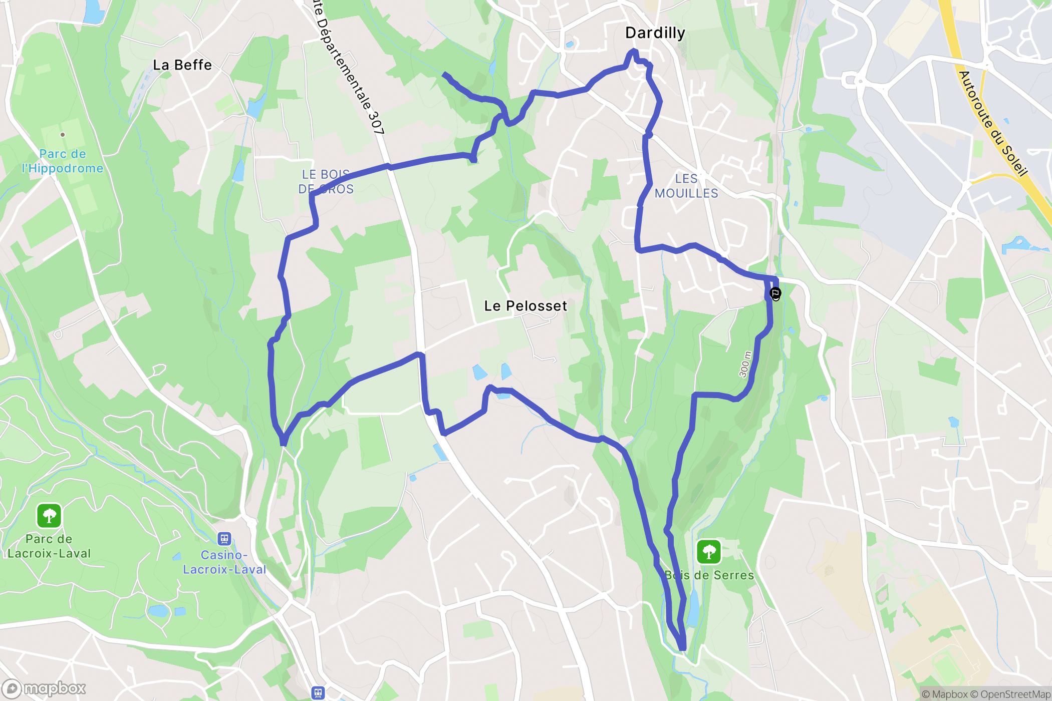 Dardilly : carte du parcours de randonnée - France