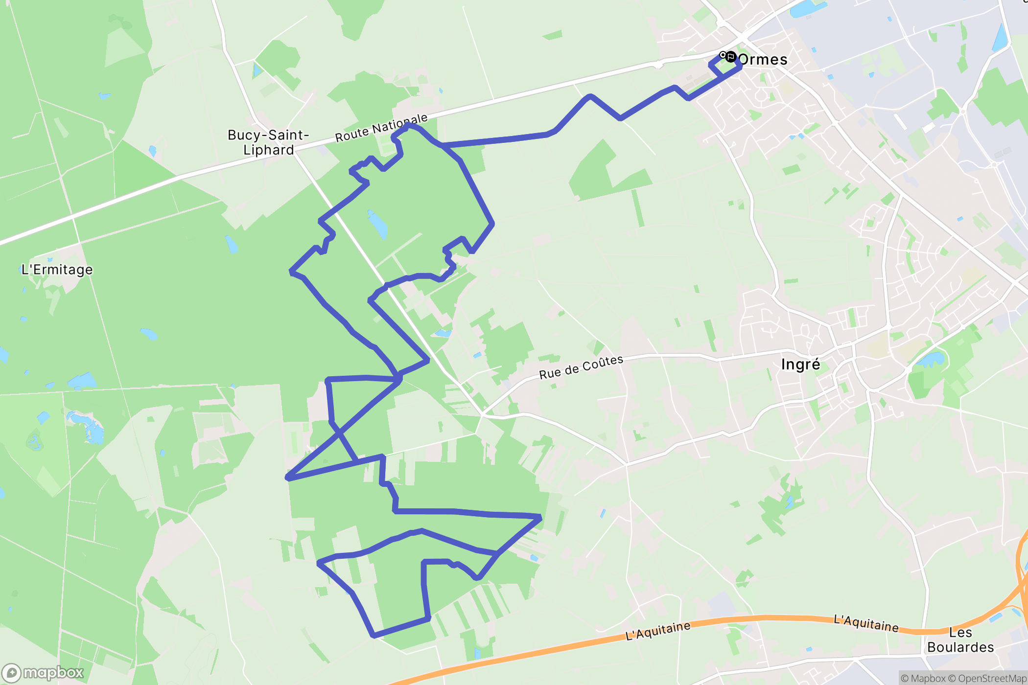 Ormes : carte du parcours de randonnée - France