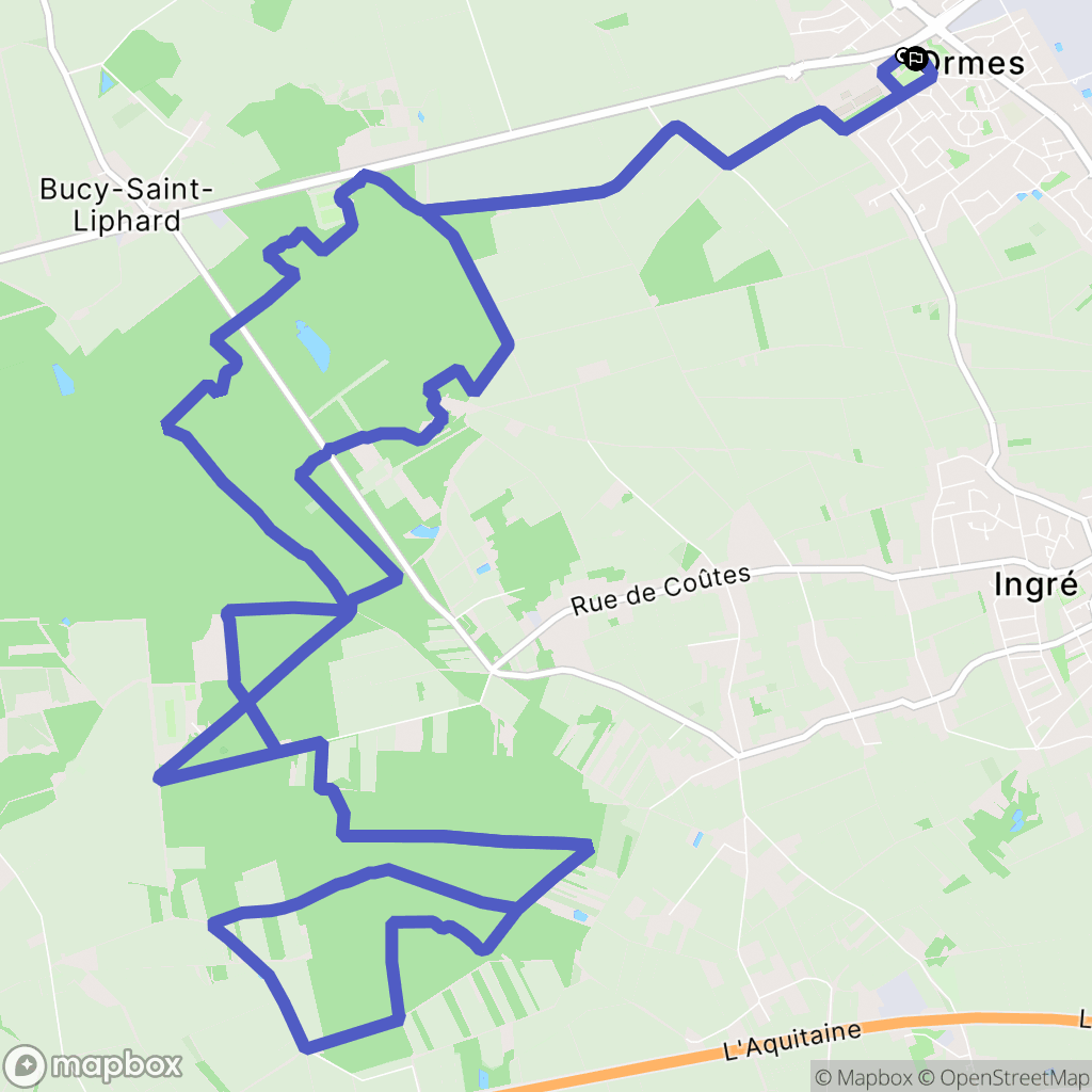 Ormes : carte du parcours de randonnée - France