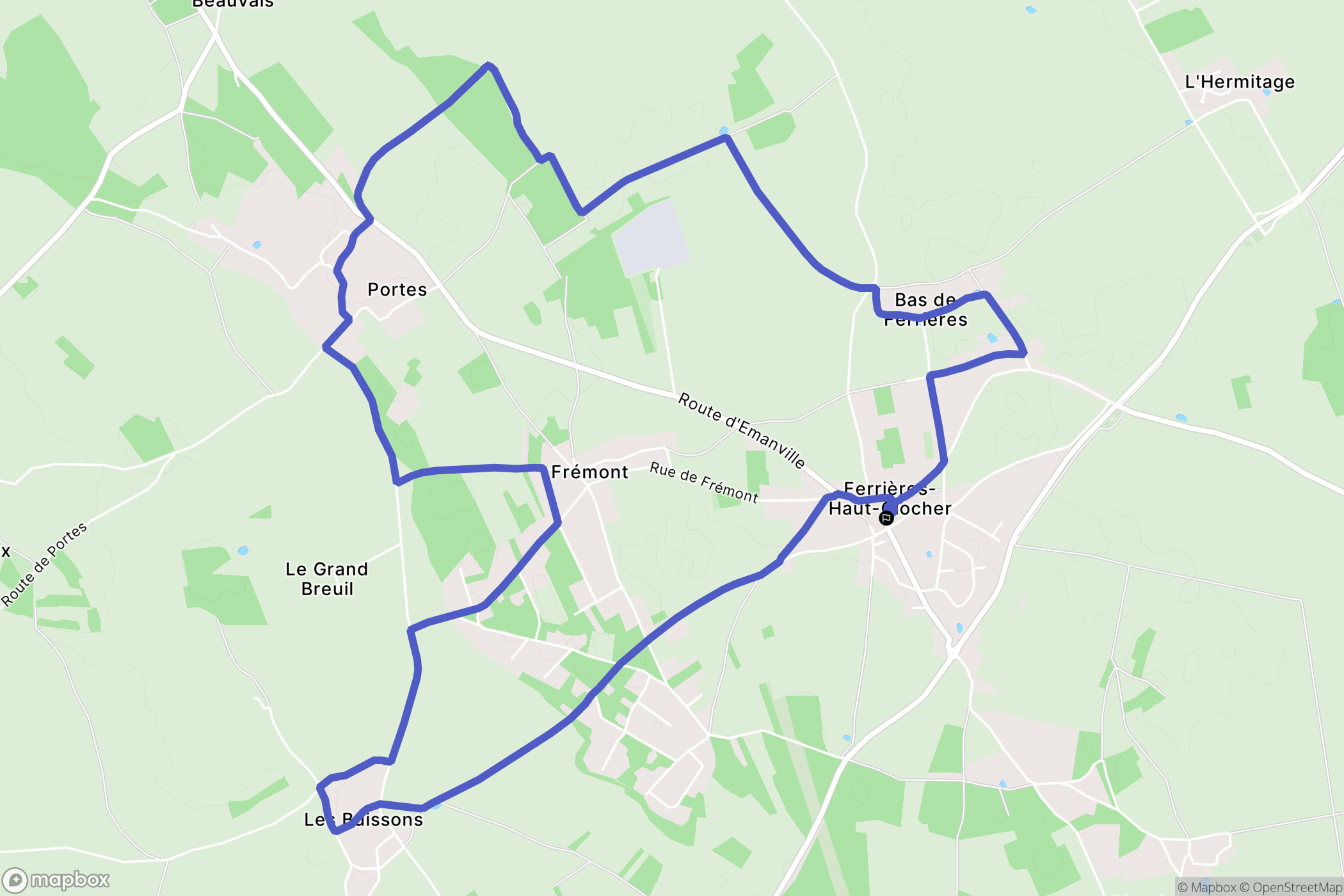 Ferrières-Haut-Clocher : carte du parcours de randonnée - France