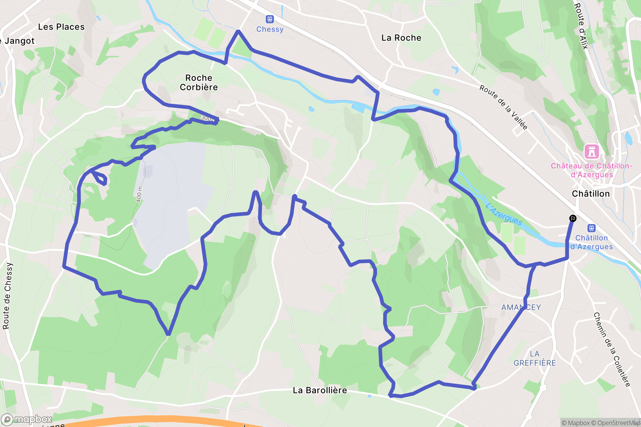 Chatillon : carte du parcours de randonnée - France