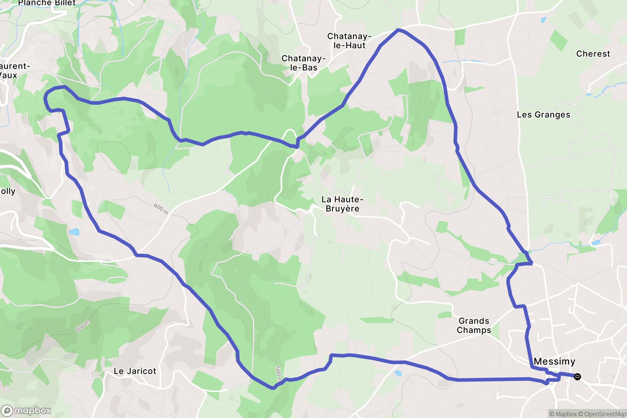 Messimy : carte du parcours de randonnée - France