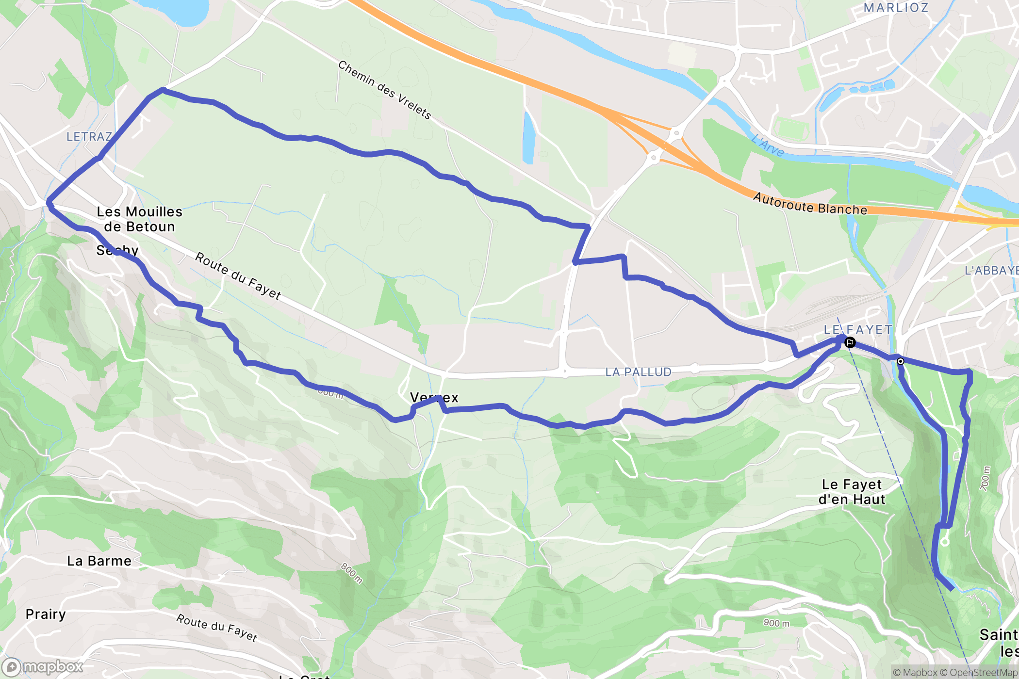 Saint-Gervais-les-Bains : carte du parcours de randonnée - France